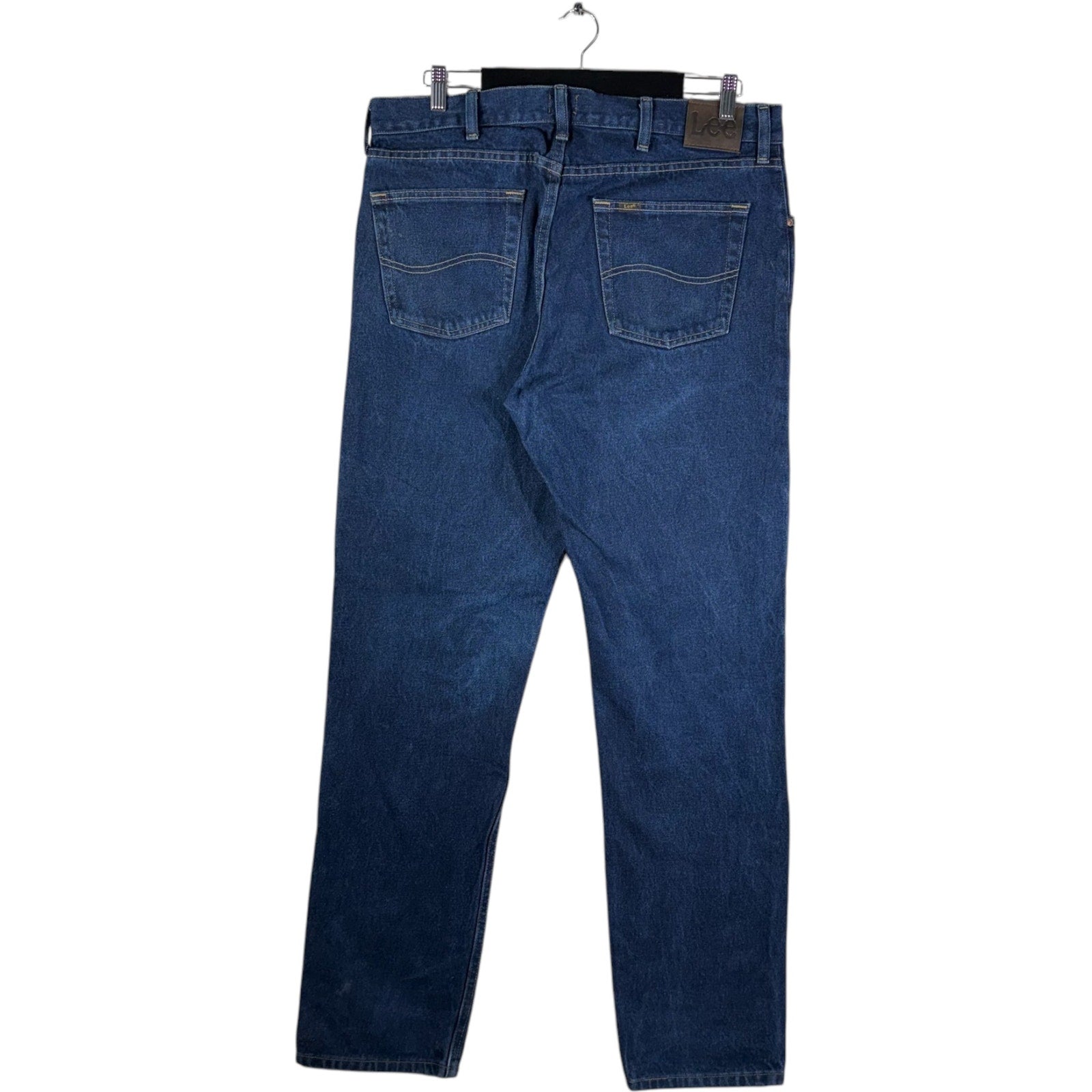 Collection of Lee Regular Fit Denim Straight Leg Jeans 38x35 in a gallery layout