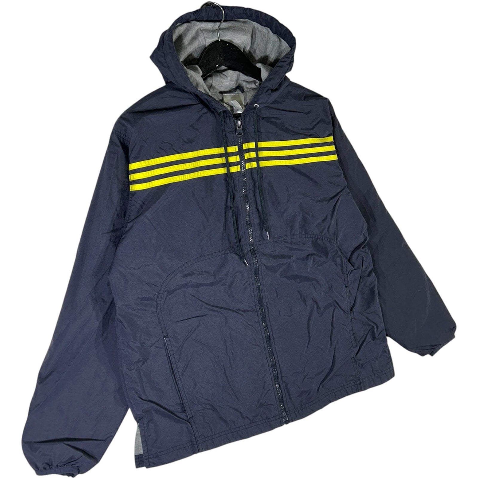 Collection of Adidas 3 Stripes Full Zip Hooded Windbreaker in a gallery layout