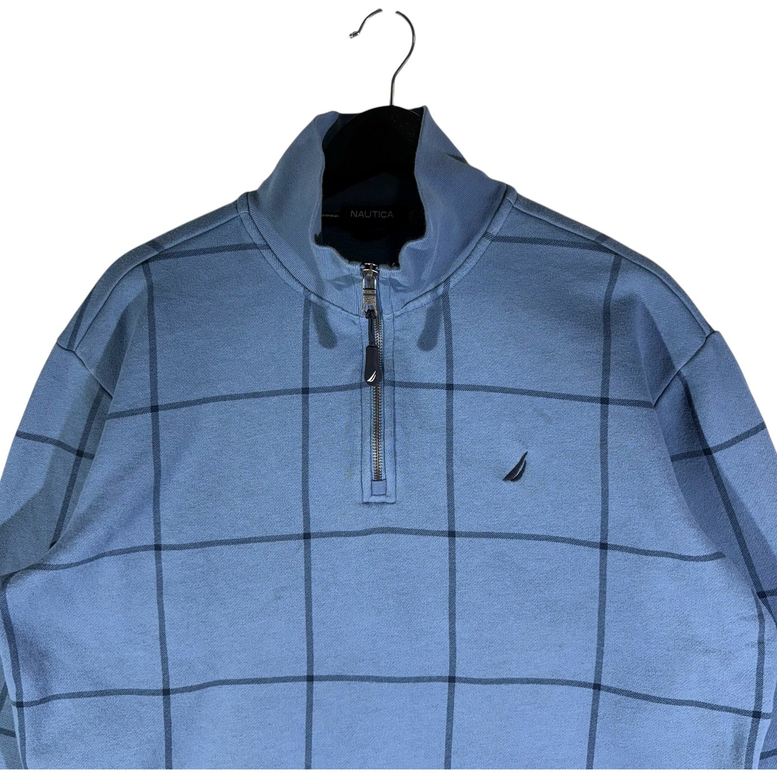 Collection of Nautica Checkered 1/4 Zip Sweatshirt in a gallery layout