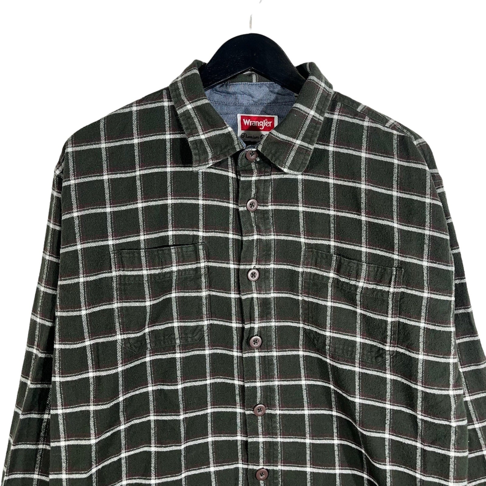 Collection of Wrangler Premium Quality Plaid Long Sleeve Flannel in a gallery layout