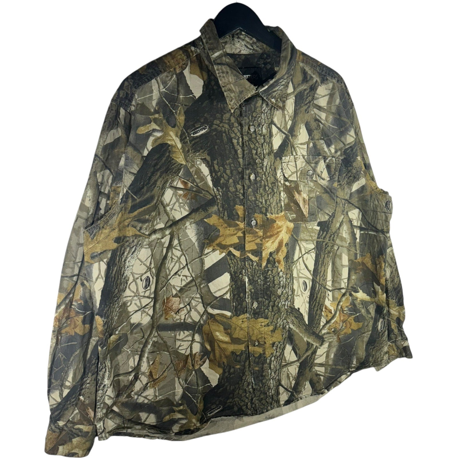 Collection of Outfitters Ridge Tree Camo Long Sleeve Button Up in a gallery layout