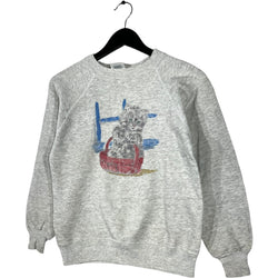 Collection of Women's Hanes Cat In a Basket Graphic Crewneck in a gallery layout