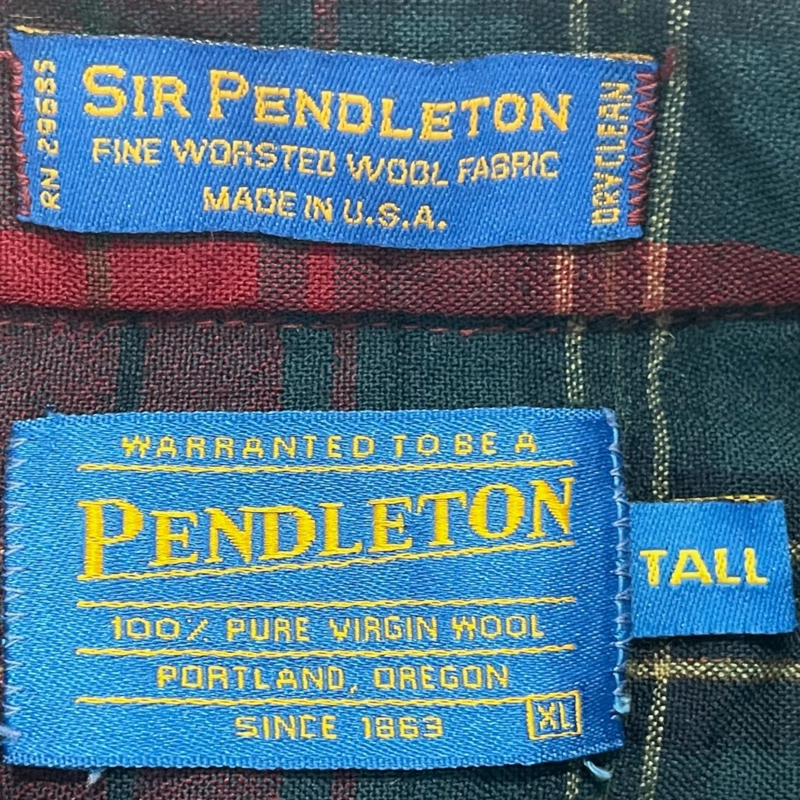 Collection of Pendleton Wool Plaid Distressed Long Sleeve Flannel in a gallery layout