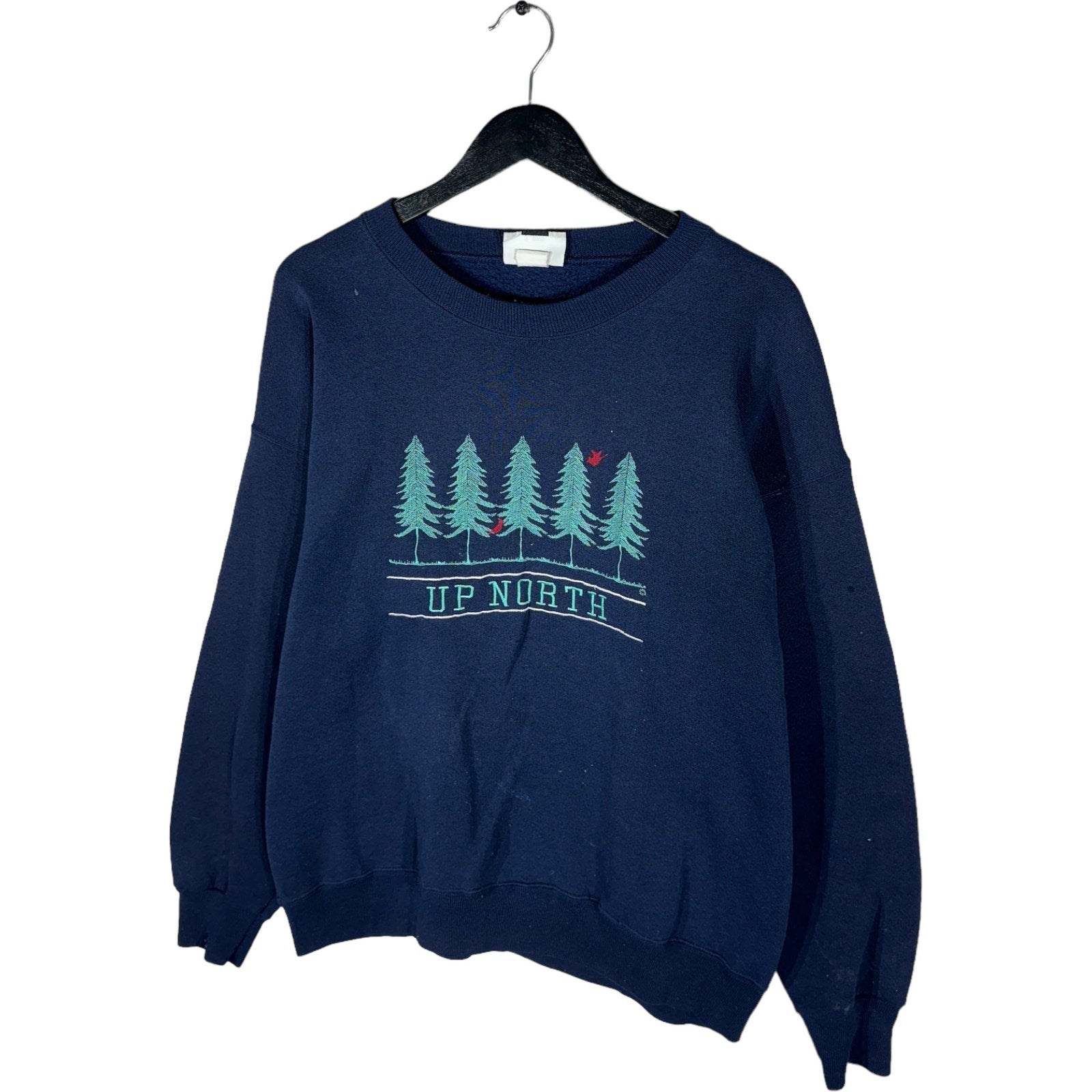 Collection of Embroidered Evergreen Trees Pullover Crewneck in a gallery layout