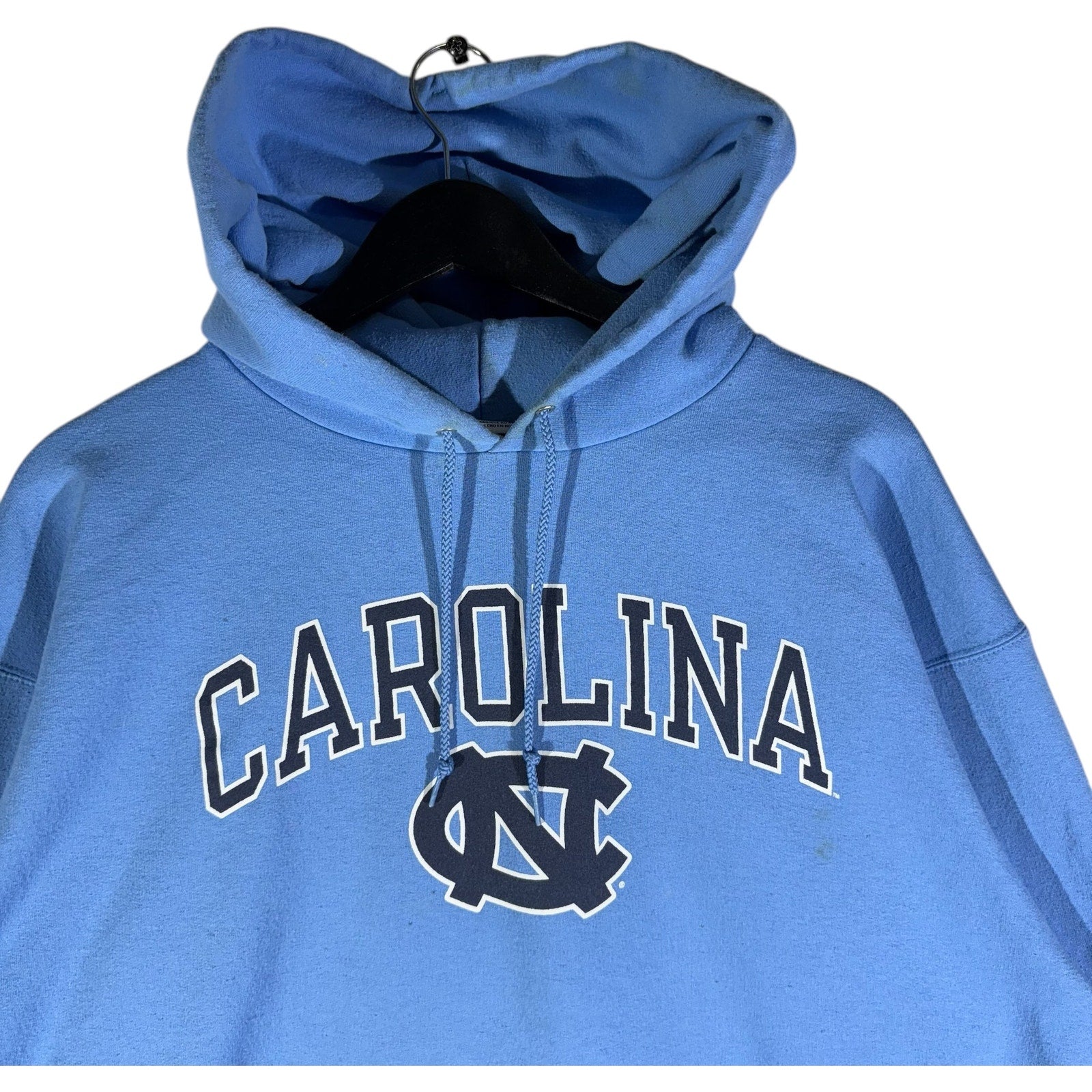 Collection of Champion University Of North Carolina Spellout Hoodie in a gallery layout