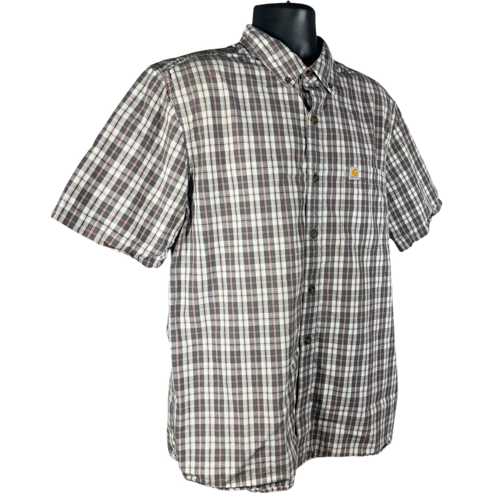 Collection of Carhartt Plaid Short Sleeve Button Up Shirt in a gallery layout