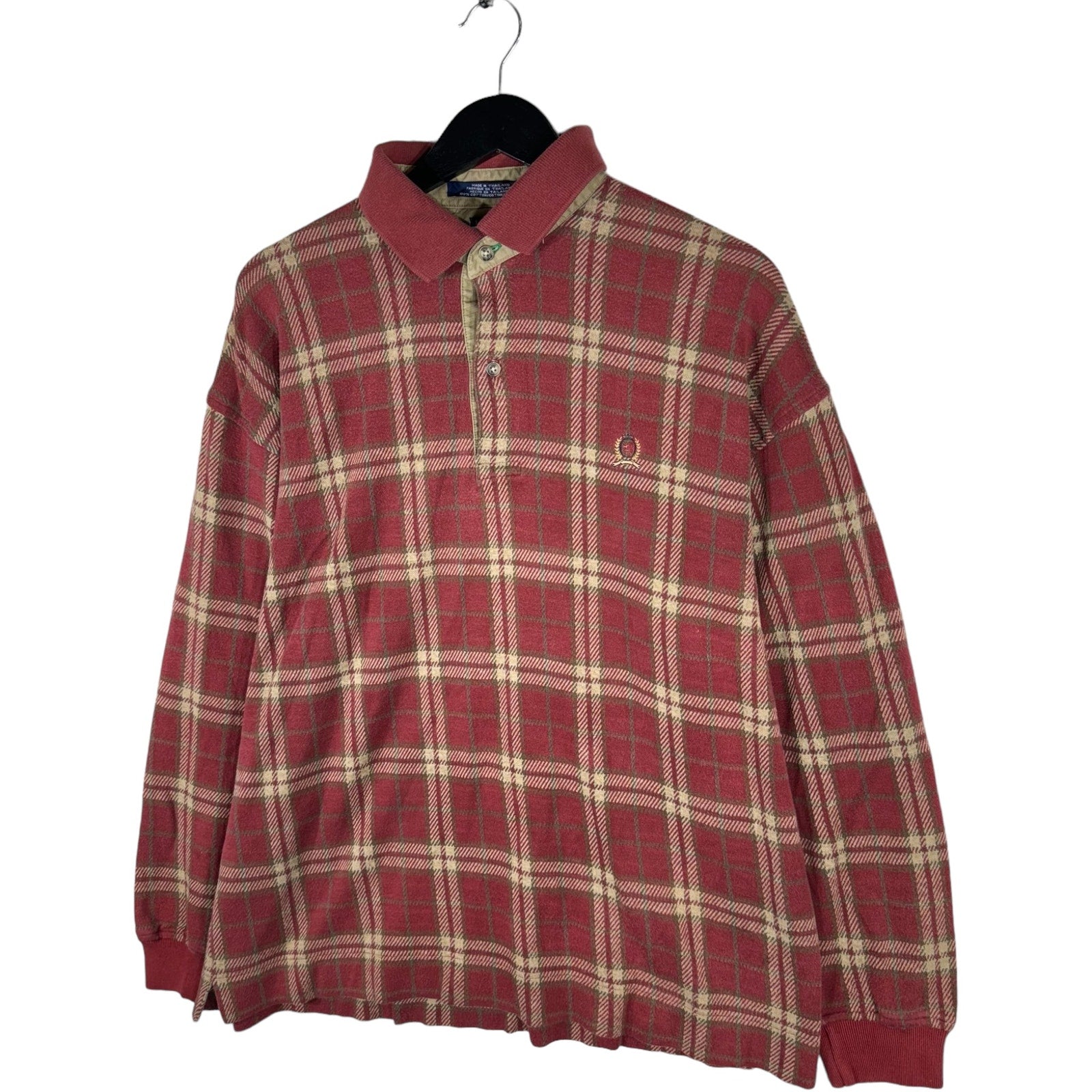 Collection of Tommy Hilfiger Quarter Button Plaid Sweatshirt in a gallery layout