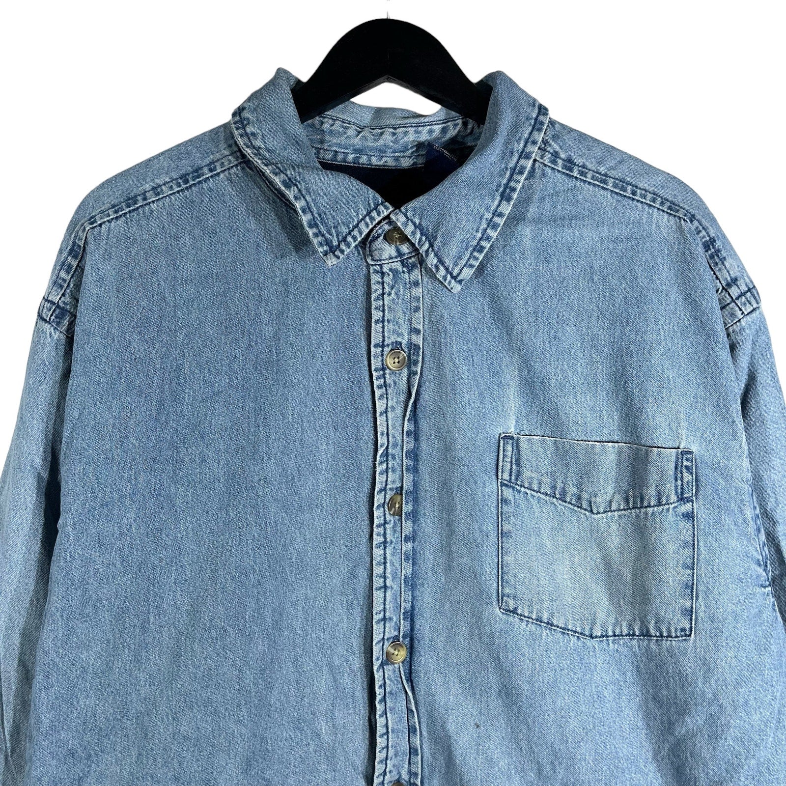 Collection of Basic Editions Fleece Lined Denim Button Down in a gallery layout