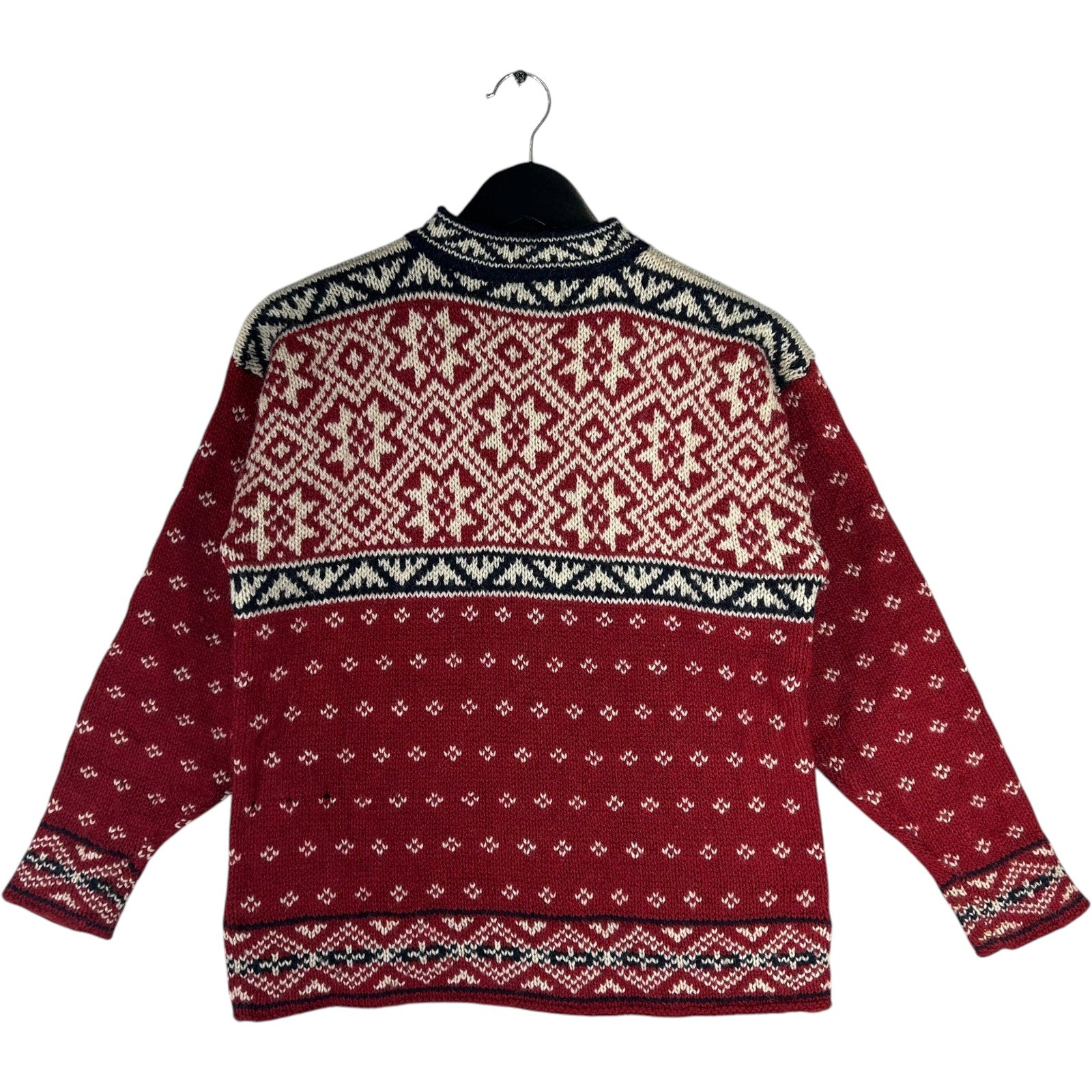 Collection of Women's L.L. Bean Quarter Button Geometric Sweater in a gallery layout