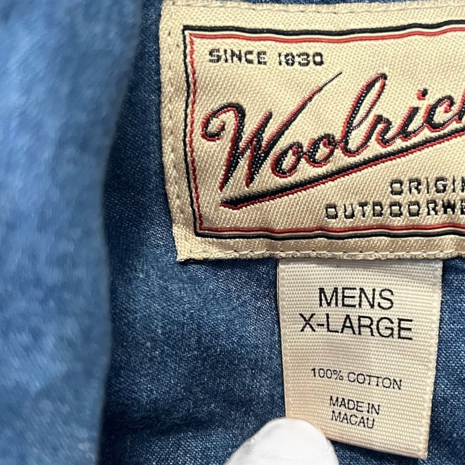 Collection of Woolrich Denim Long Sleeve Button Down in a gallery layout