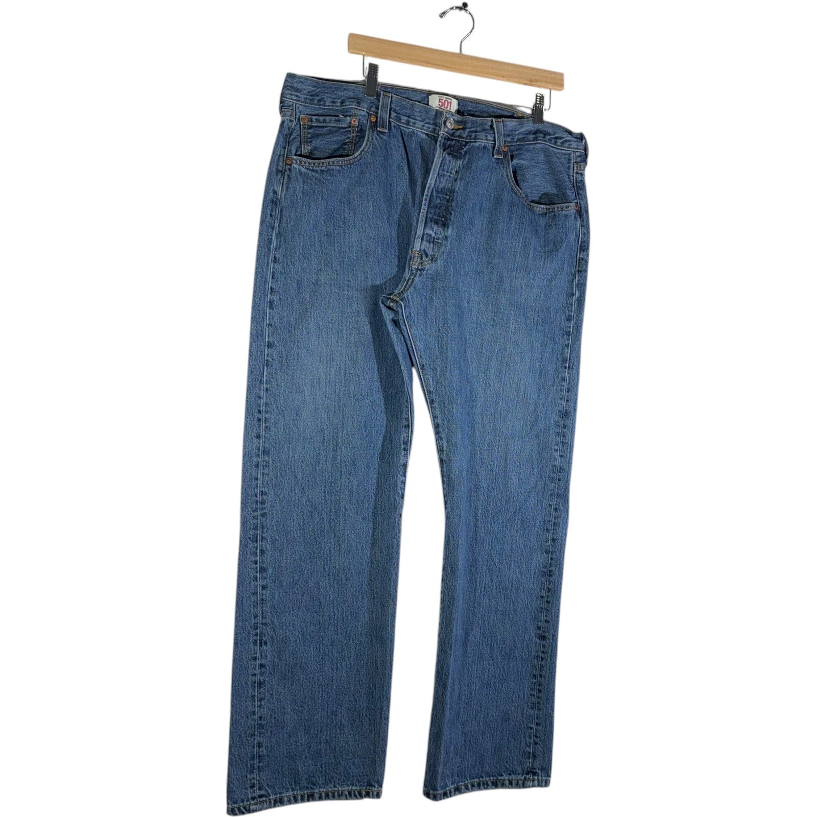 Collection of Levi Strauss 501 Denim Straight Leg Jeans 39 x 31.5 in a gallery layout