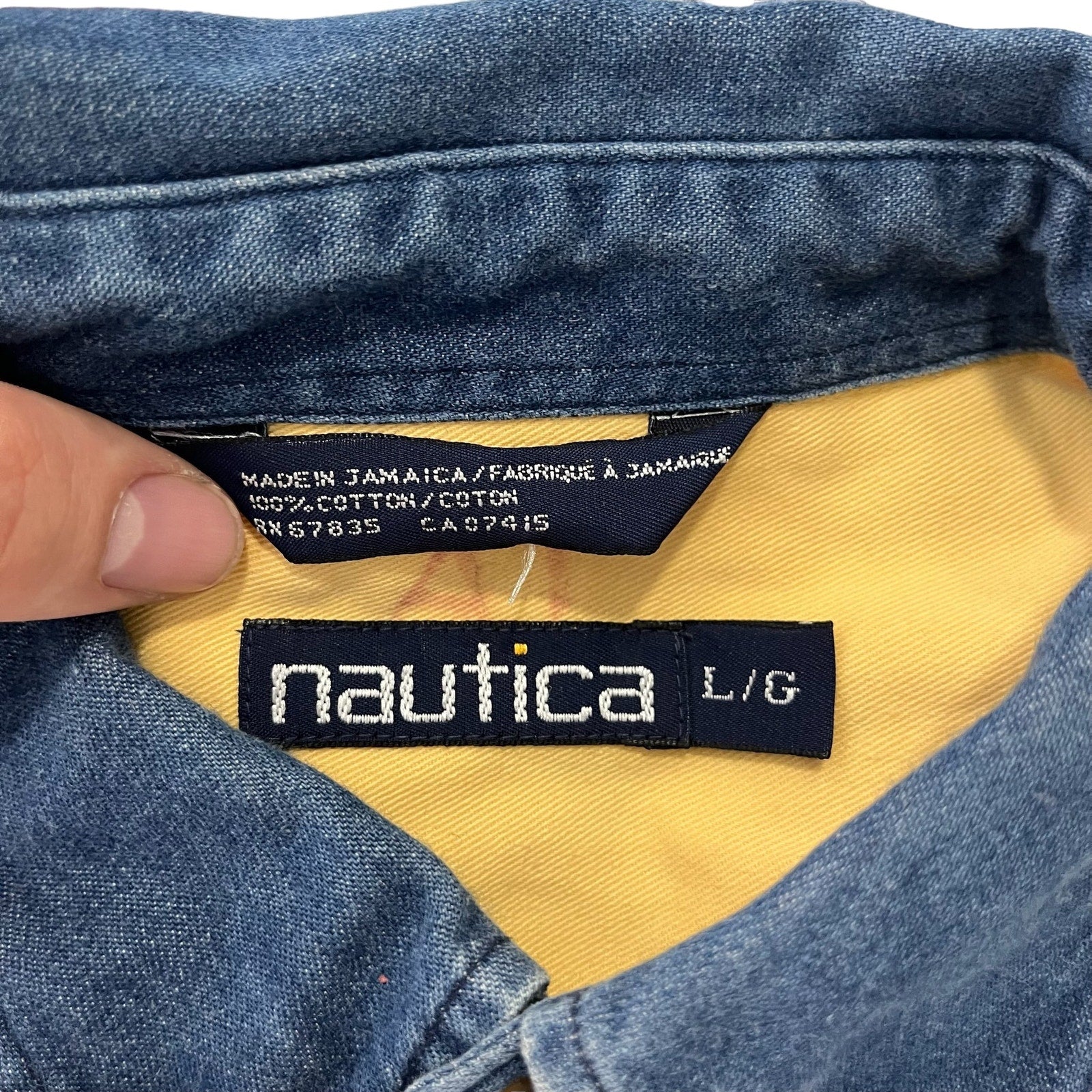 Collection of Nautica Denim Collar Button Down in a gallery layout