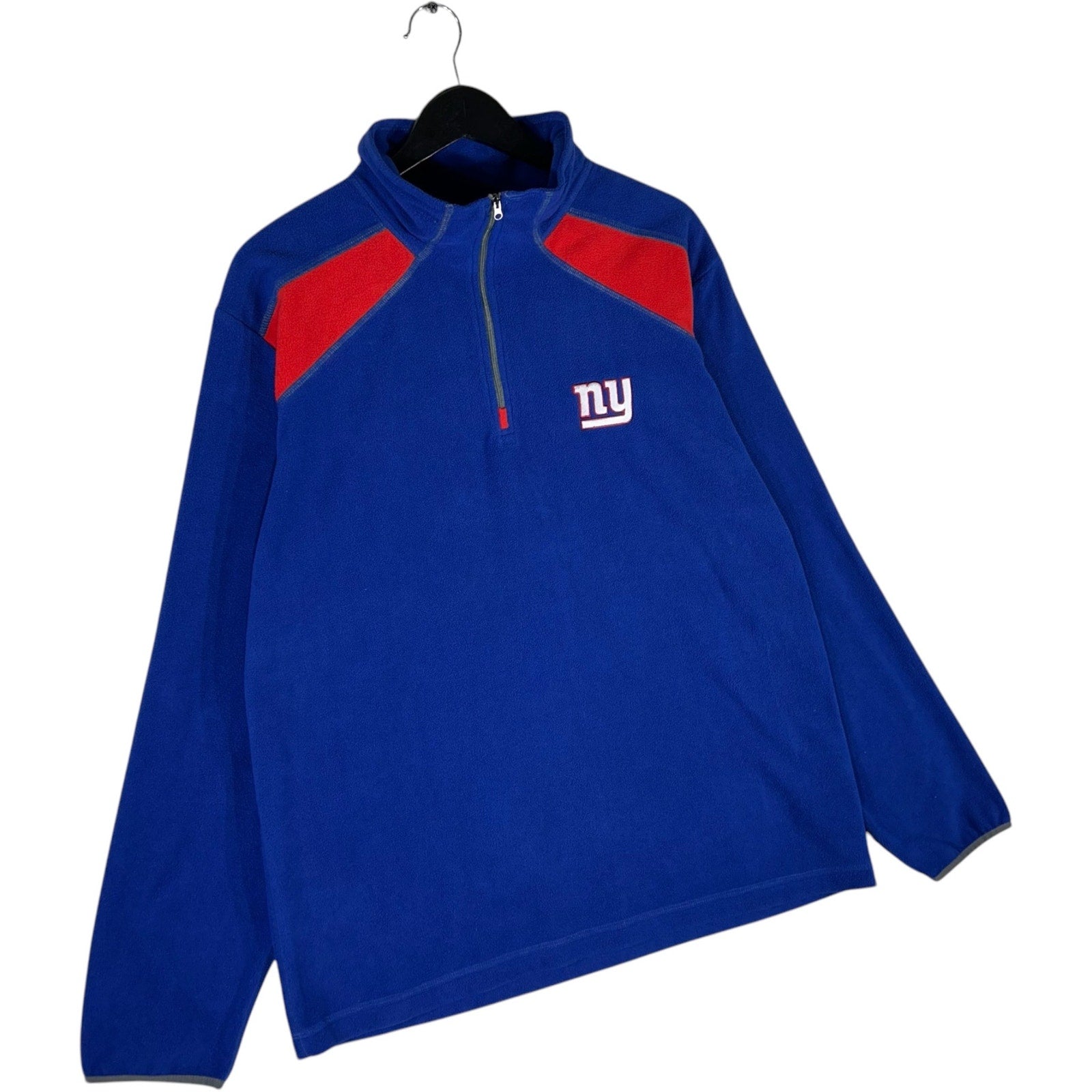 Collection of NFL Team Aparel New York Giants Chest Logo 1/4 Zip Fleece in a gallery layout