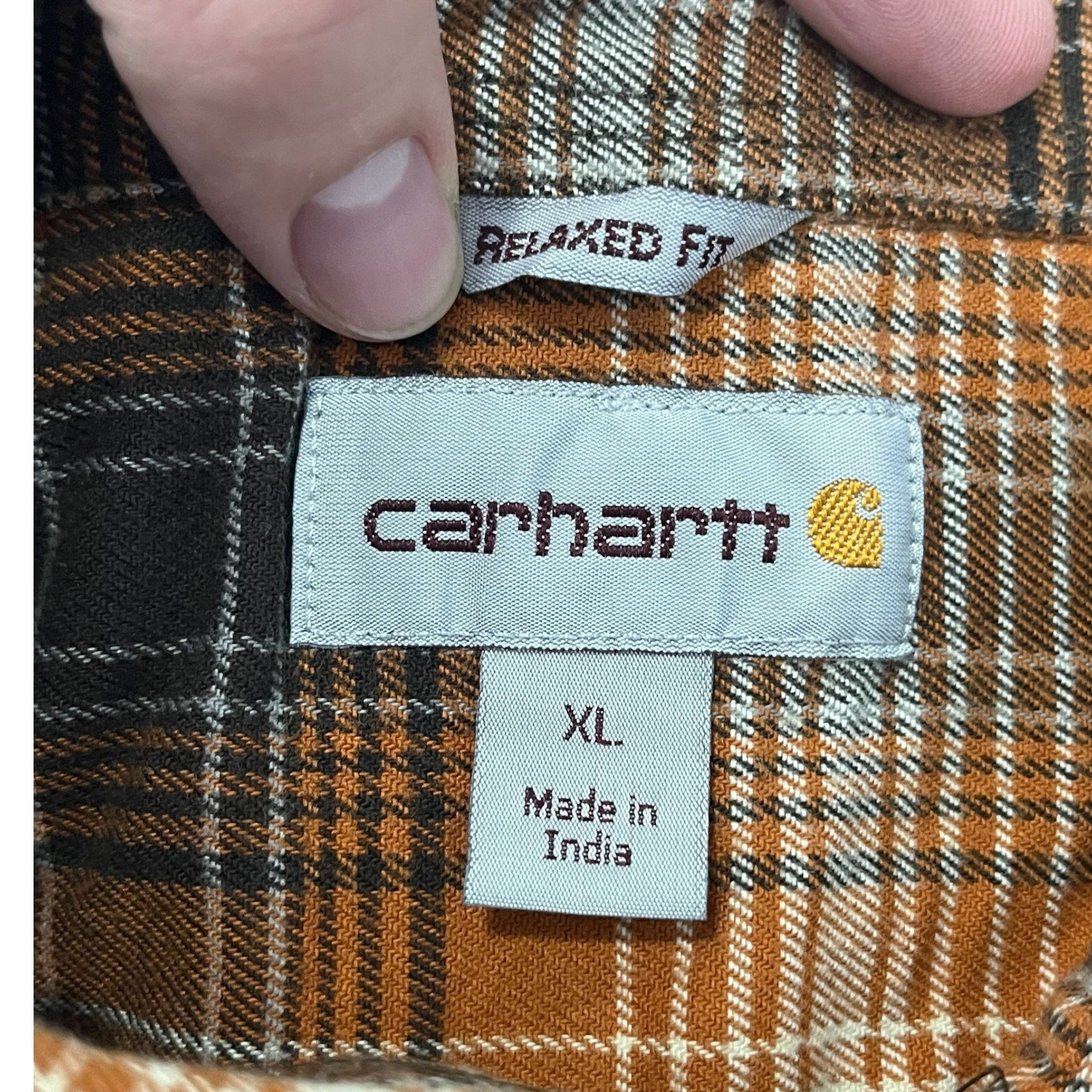 Collection of Carhartt Plaid Long Sleeve Flannel in a gallery layout