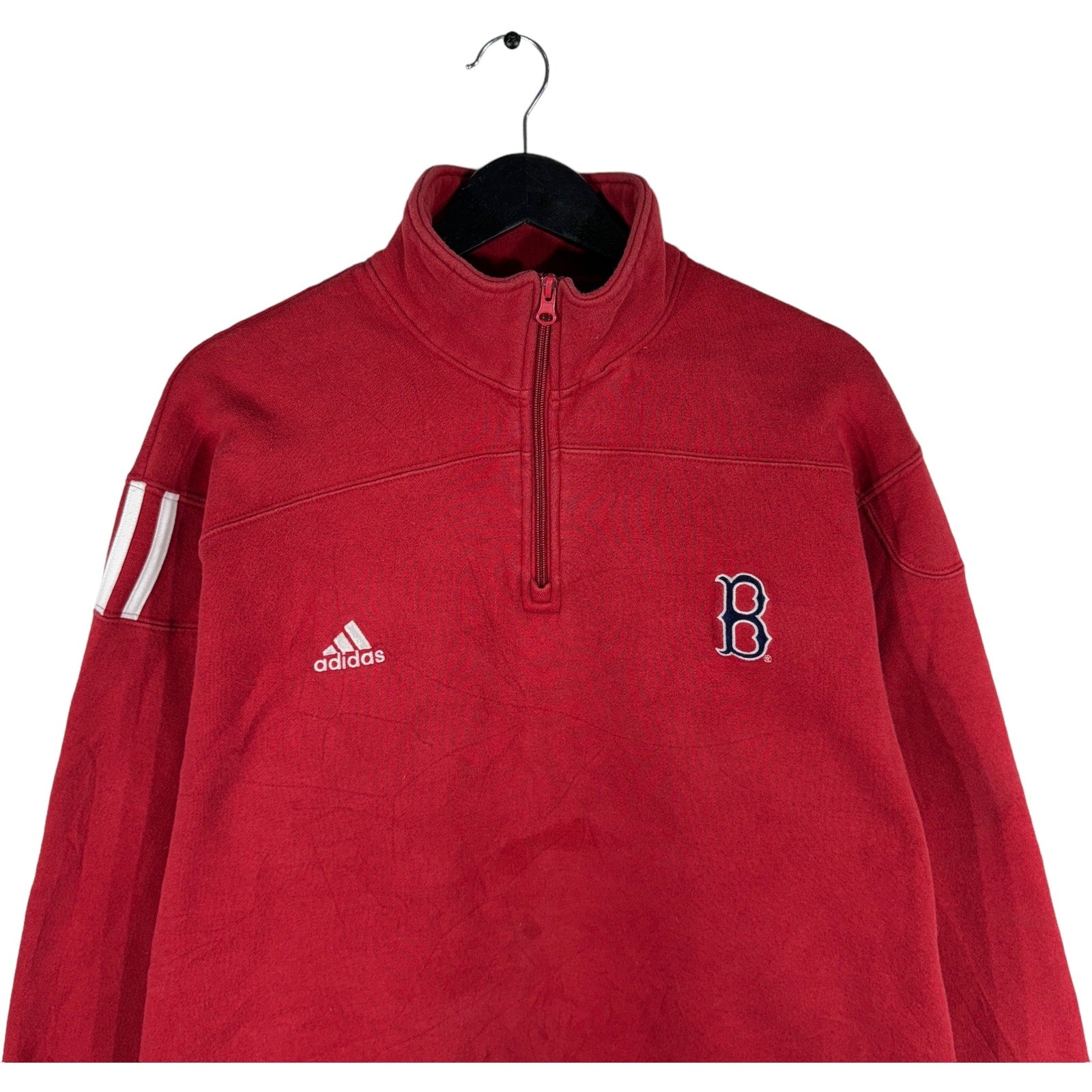 Collection of Adidas Boston Red Sox 1/4 Zip Pullover Fleece in a gallery layout