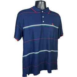 Collection of Fourcast Striped 3 Button Short Sleeve Polo in a gallery layout