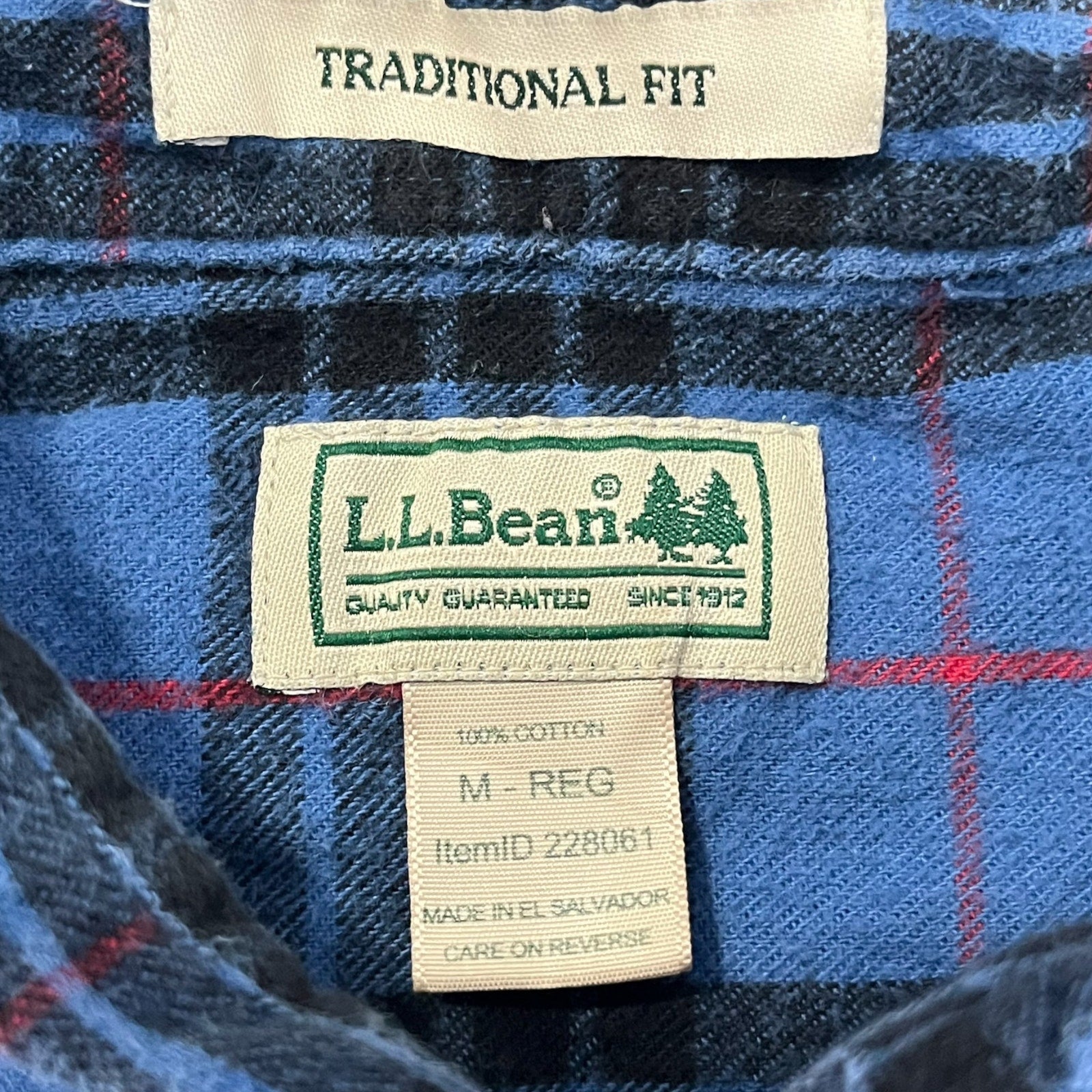 Collection of L.L.Bean Traditional Fit Plaid Long Sleeve Flannel in a gallery layout