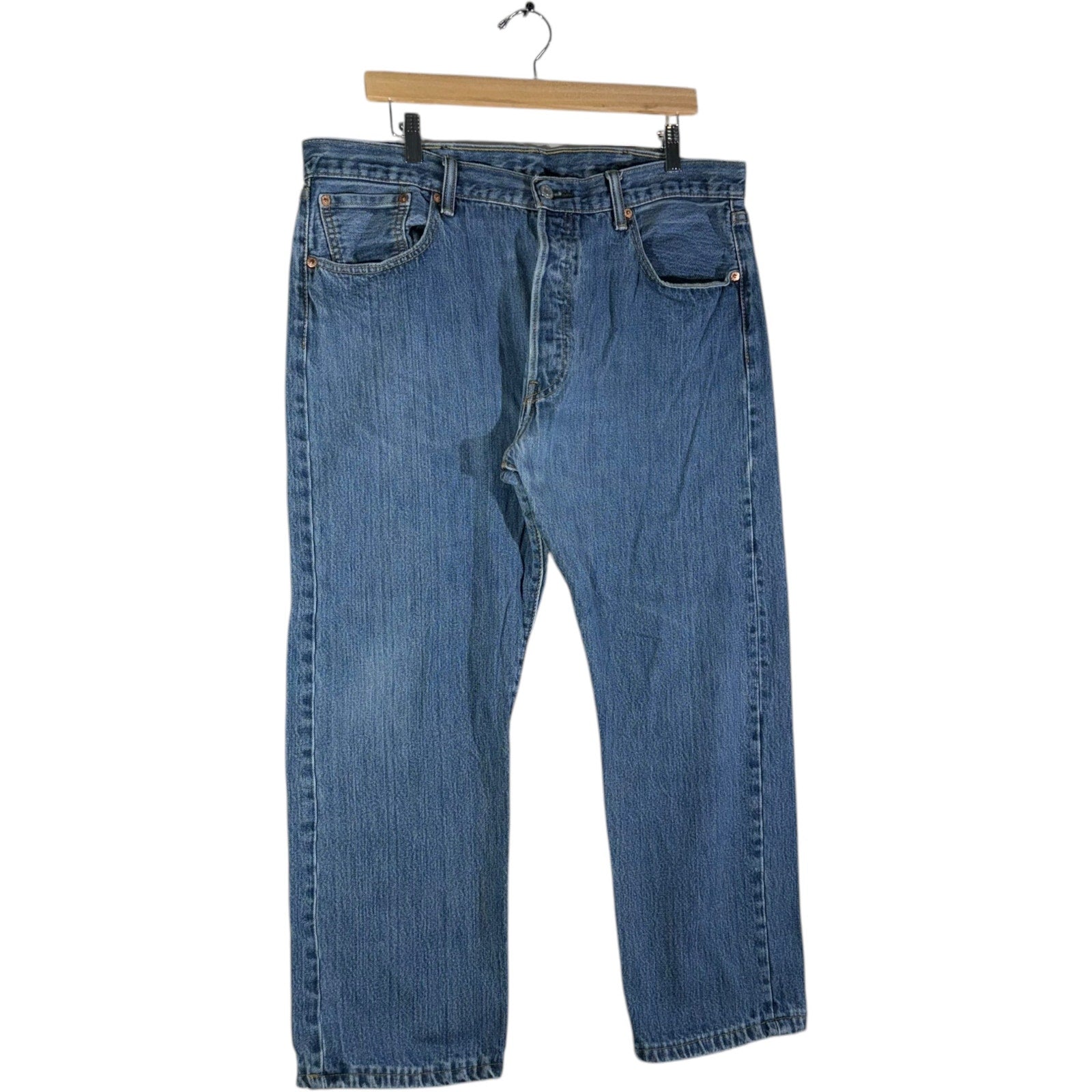 Collection of Levi Strauss Red Tab Denim Straight Leg Jeans 38x27 in a gallery layout