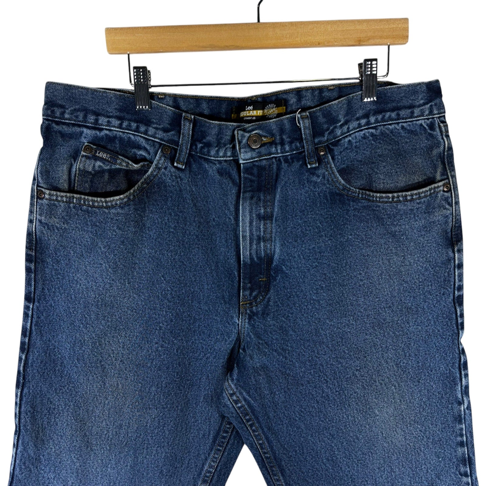 Collection of Lee Denim Straight Leg Jeans 39x26 in a gallery layout