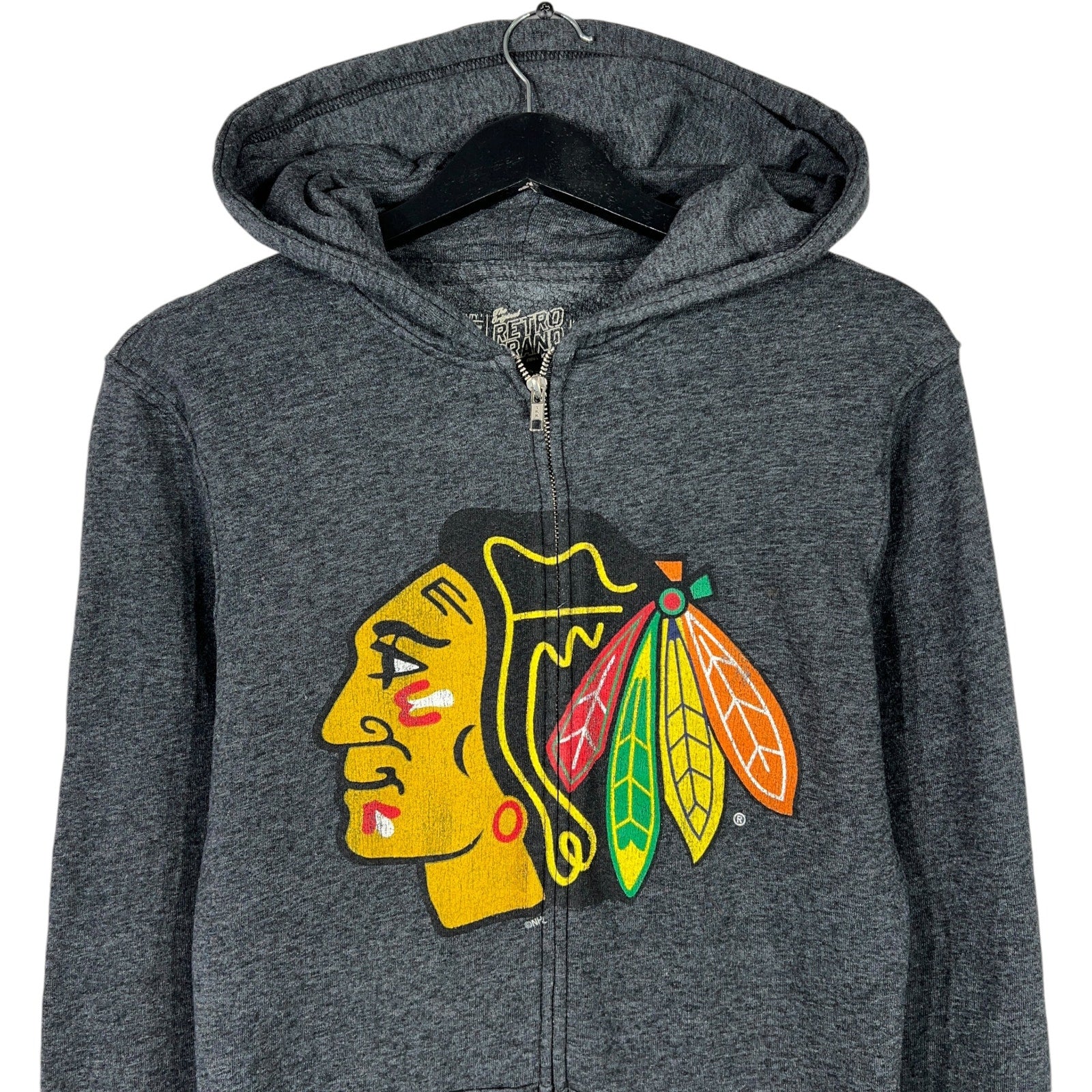 Collection of Retro Brand NHL Chicago Blackhawks Logo Hoodie in a gallery layout