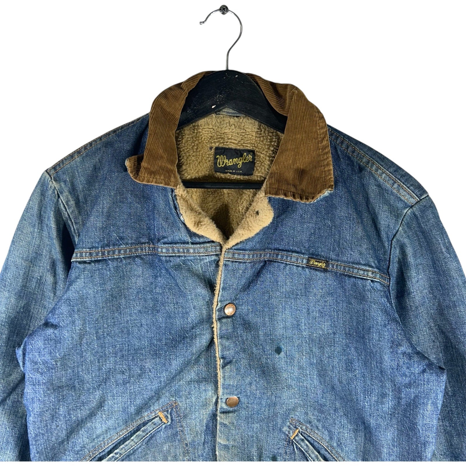 Collection of Wrangler Sherpa Lined Denim Jacket in a gallery layout