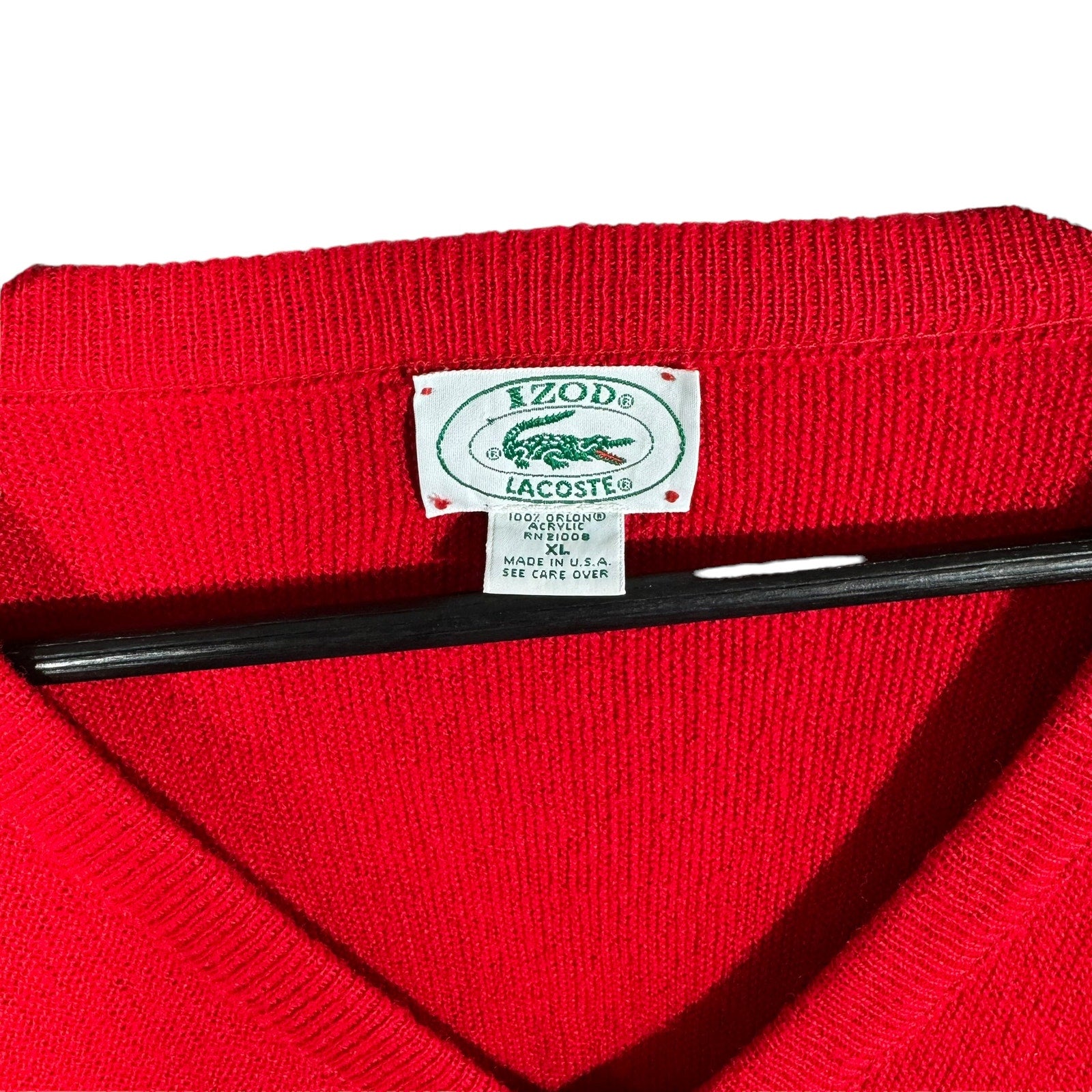 Collection of Vintage Izod Lacoste Logo Acrylic V-Neck Sweater in a gallery layout