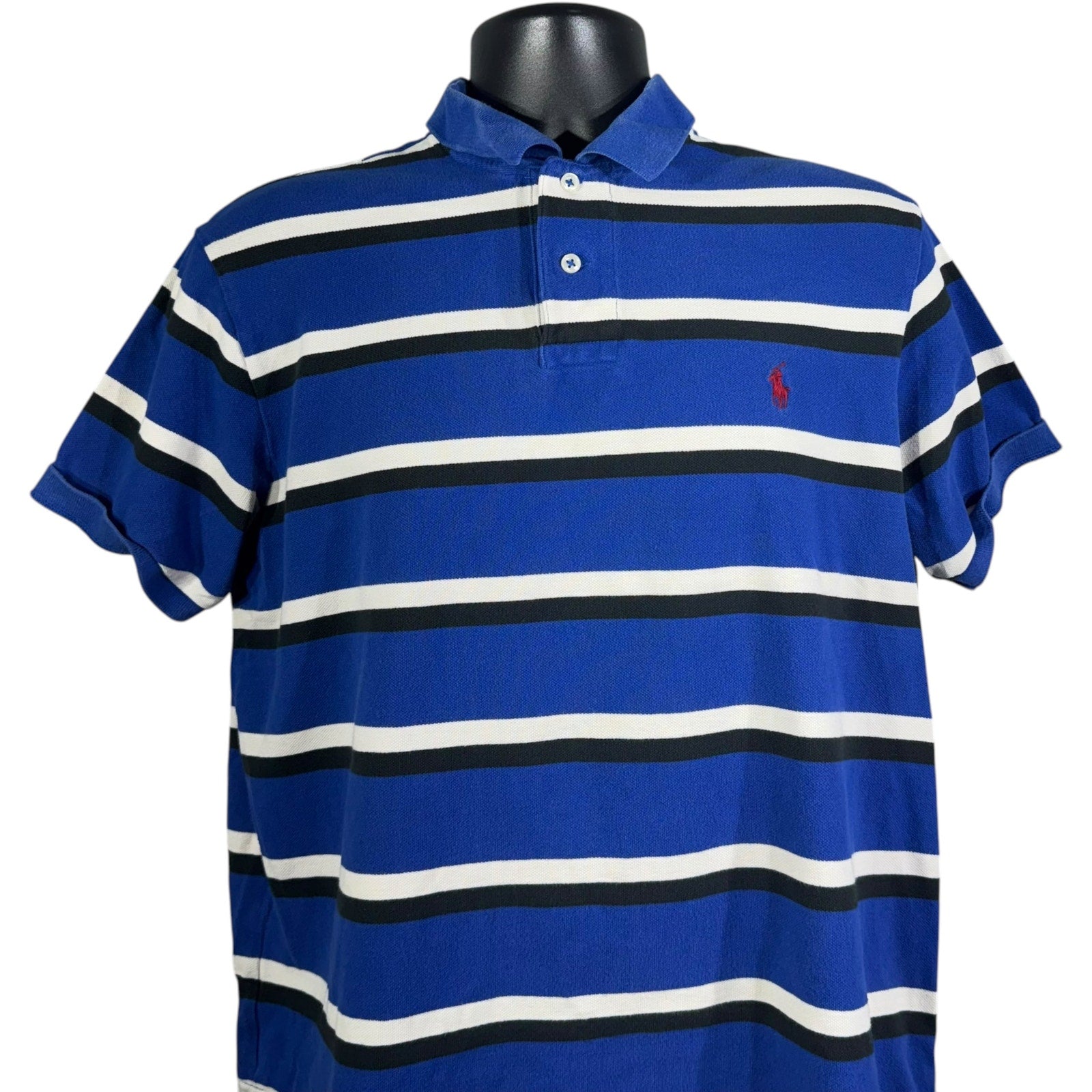 Collection of Polo Ralph Lauren Custom Fit Small Horse Striped Short Sleeve Polo in a gallery layout