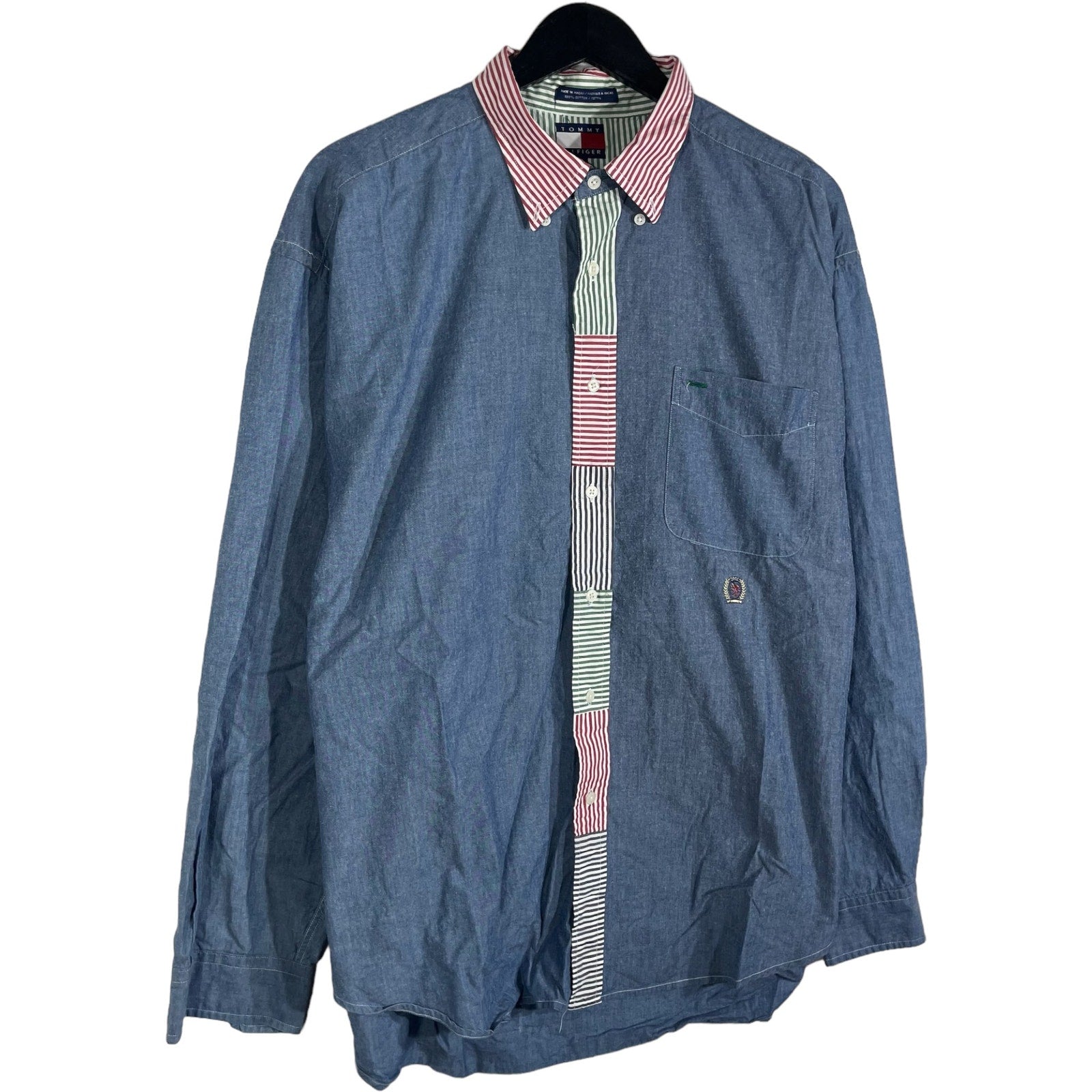 Collection of Tommy Hilfiger Striped Collar & Buttons Long Sleeve Button Down in a gallery layout