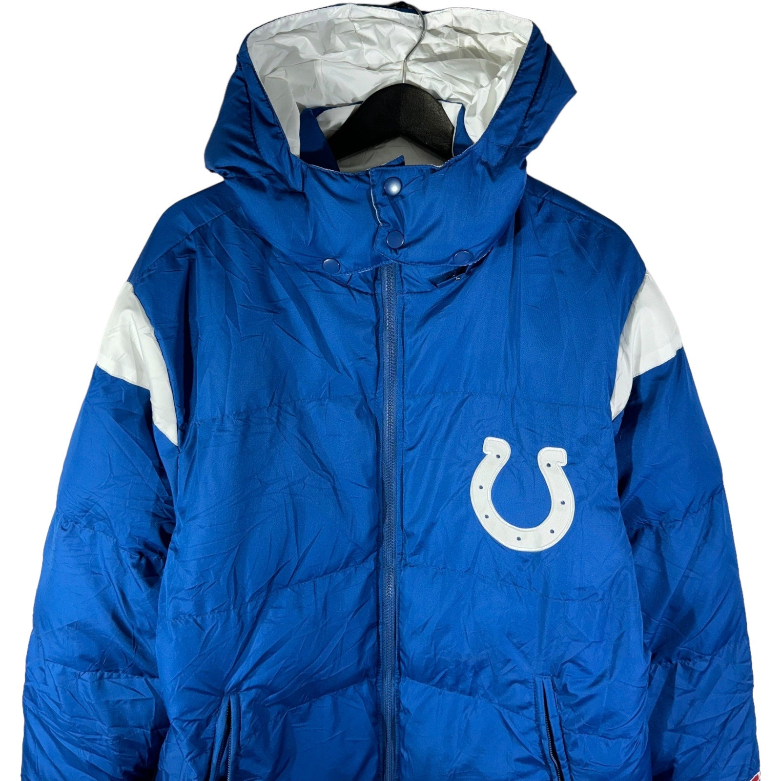 Collection of NFL Indianapolis Colts Full Zip Puffer Hooded Jacket in a gallery layout