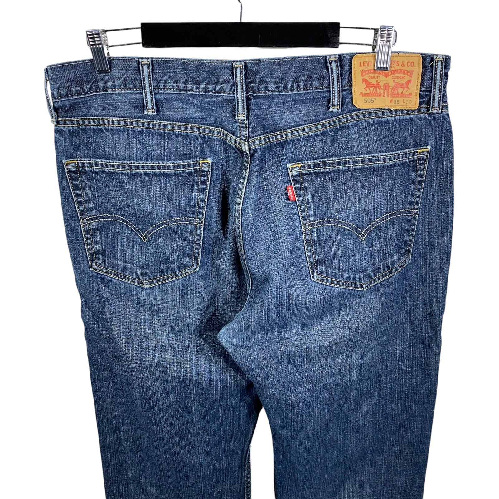 Collection of Levi's 505 Denim Straight Leg Jeans 38x30 in a gallery layout