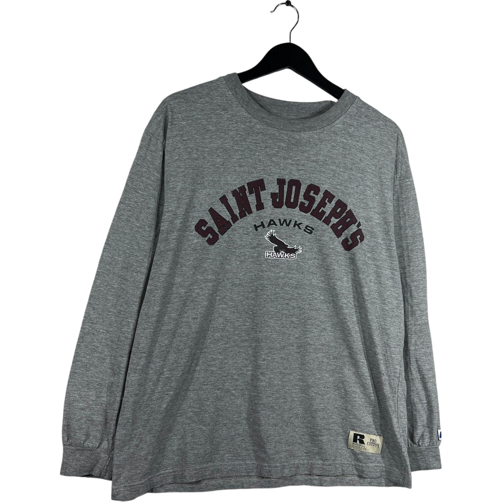 Collection of Saint Josephs Hawks Arch Spellout Long Sleeve Tee in a gallery layout