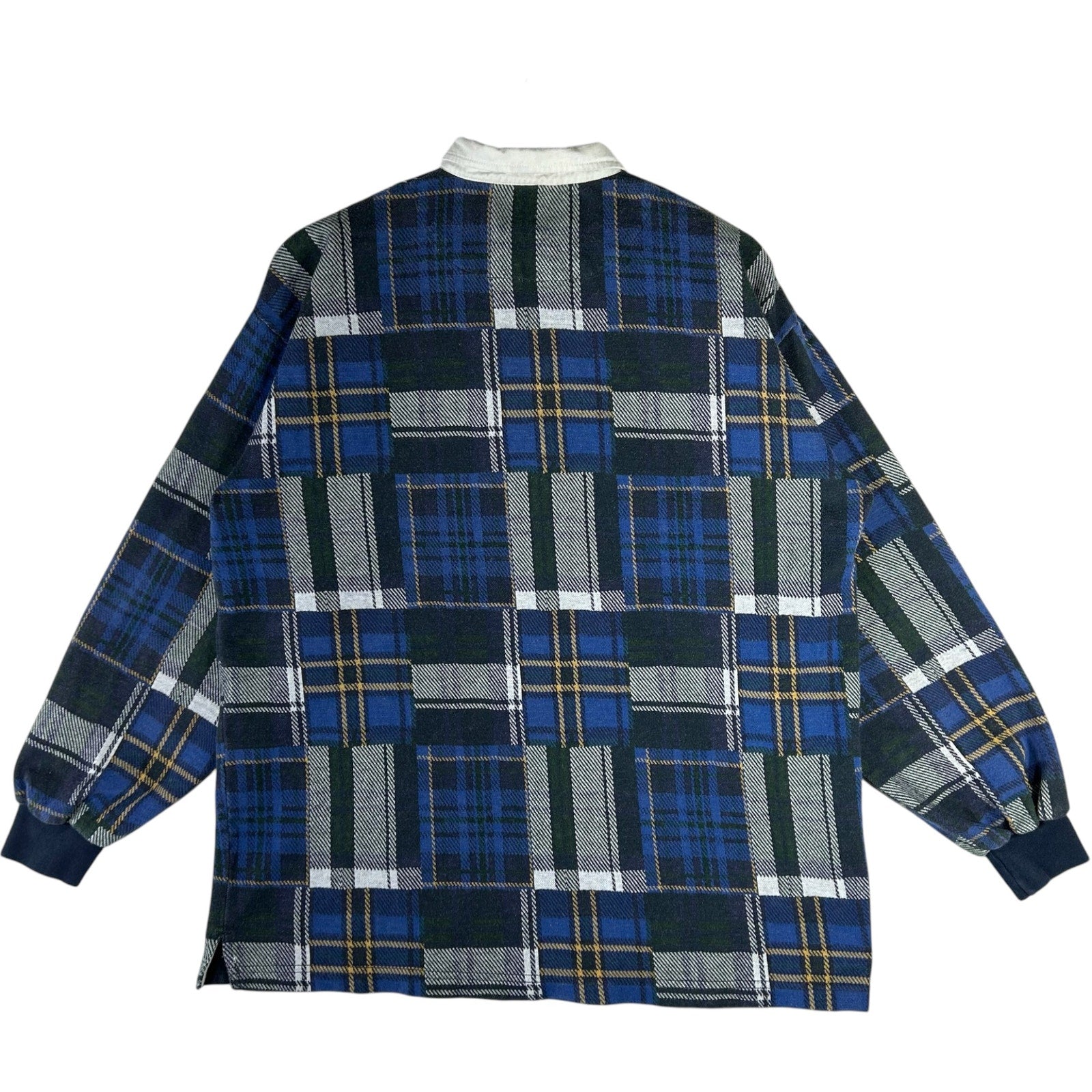 Collection of American Eagle Plaid Long Sleeve Rugby Polo in a gallery layout
