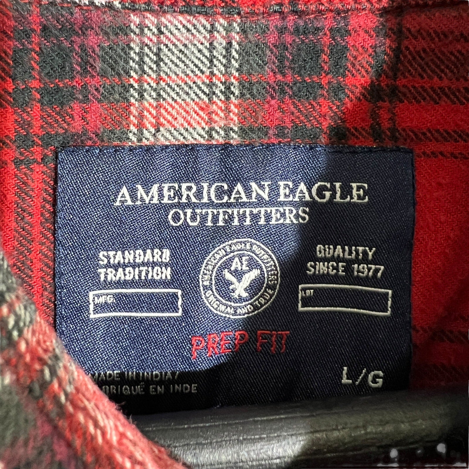 Collection of American Eagle Outfitters Prep Fit Plaid Flannel in a gallery layout