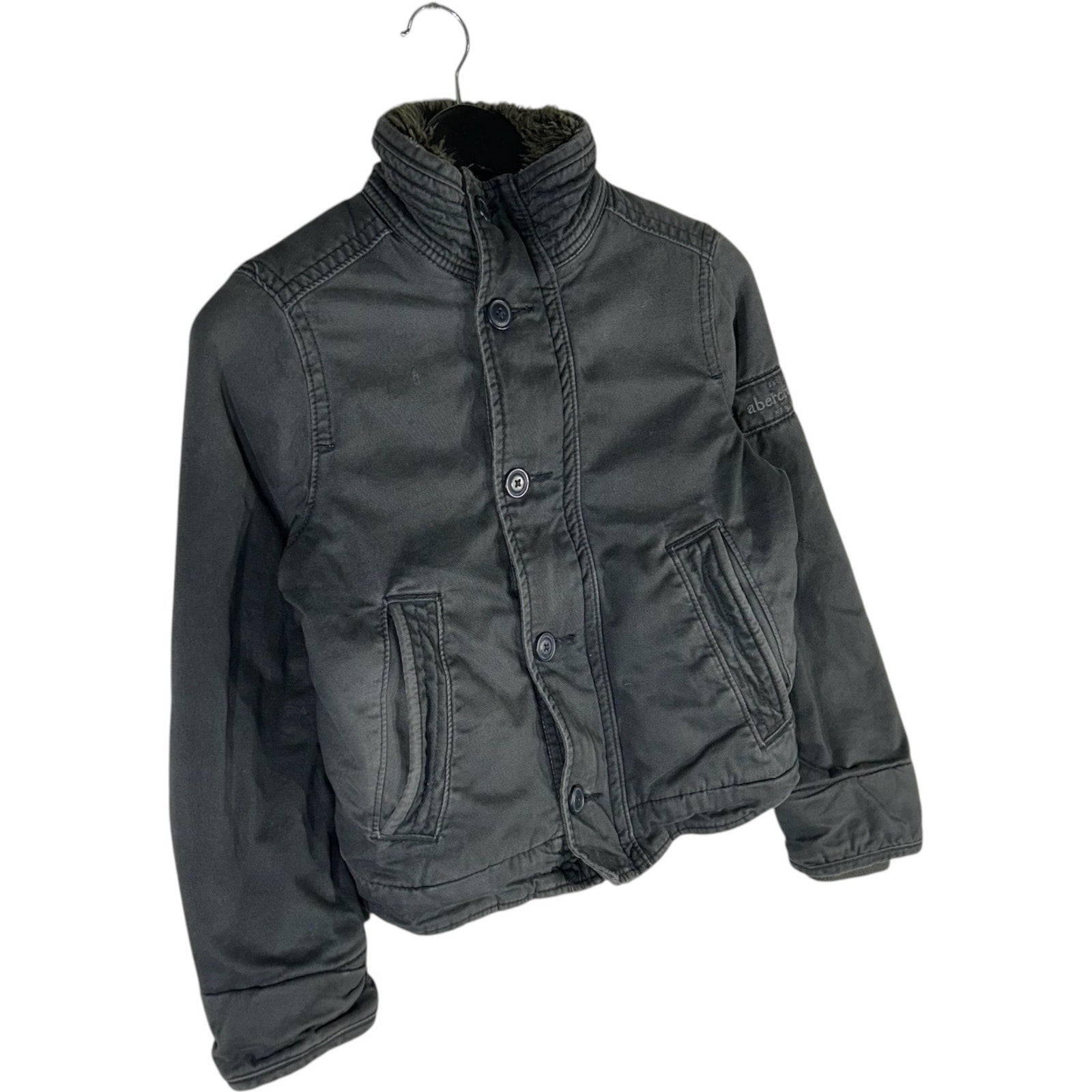 Collection of Women's Abercrombie Fur Lining Button-up Jacket in a gallery layout