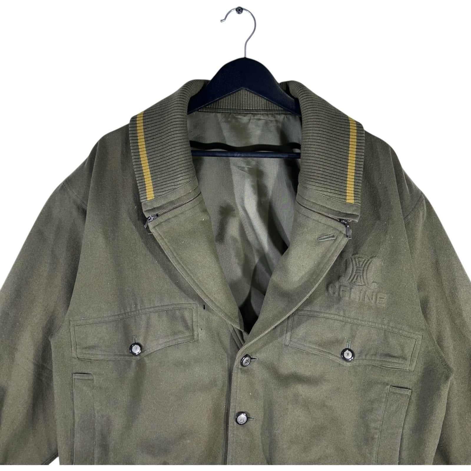 Collection of Celine Paris Designer Wool Military Style Jacket in a gallery layout