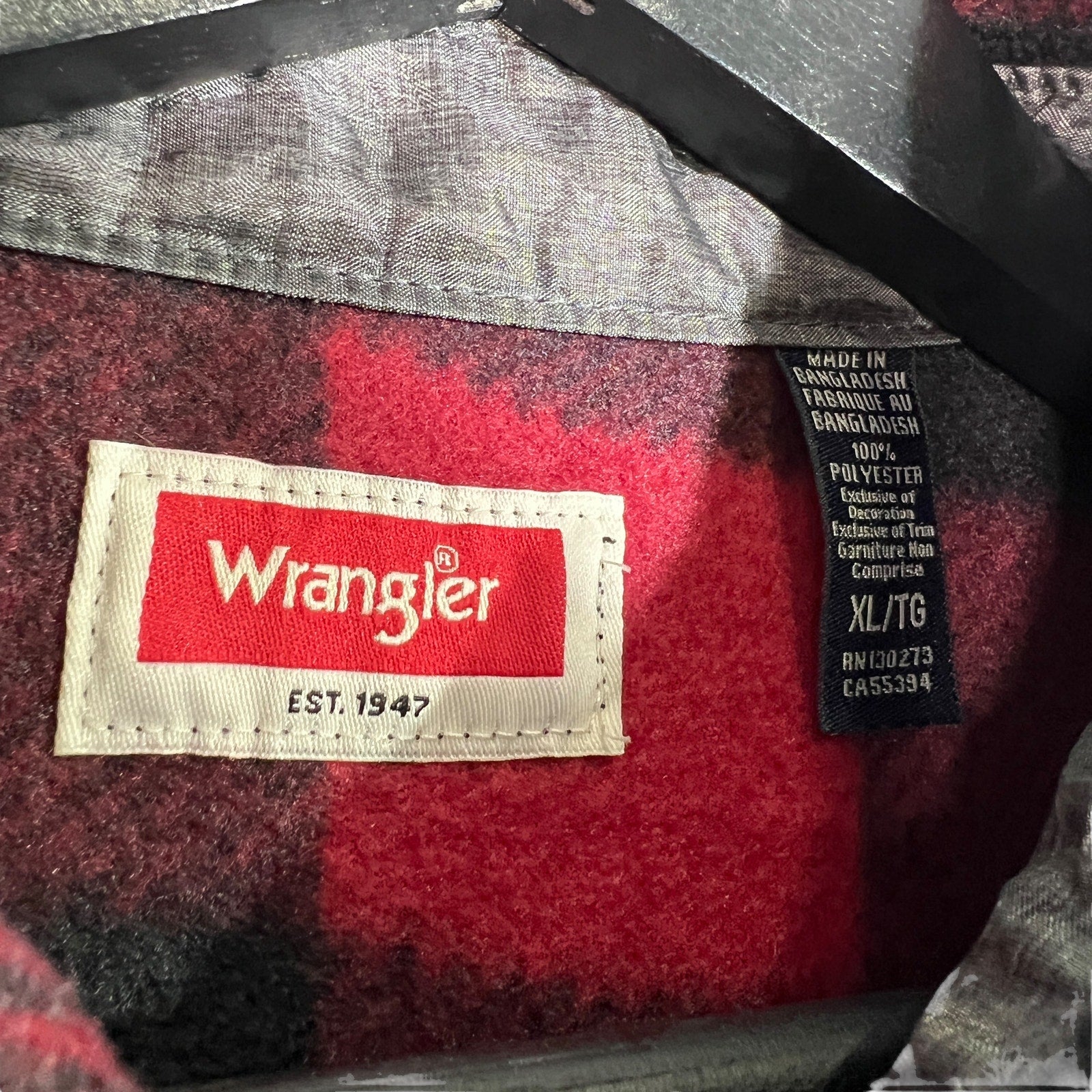 Collection of Wrangler Buffalo Fleece Plaid Flannel in a gallery layout