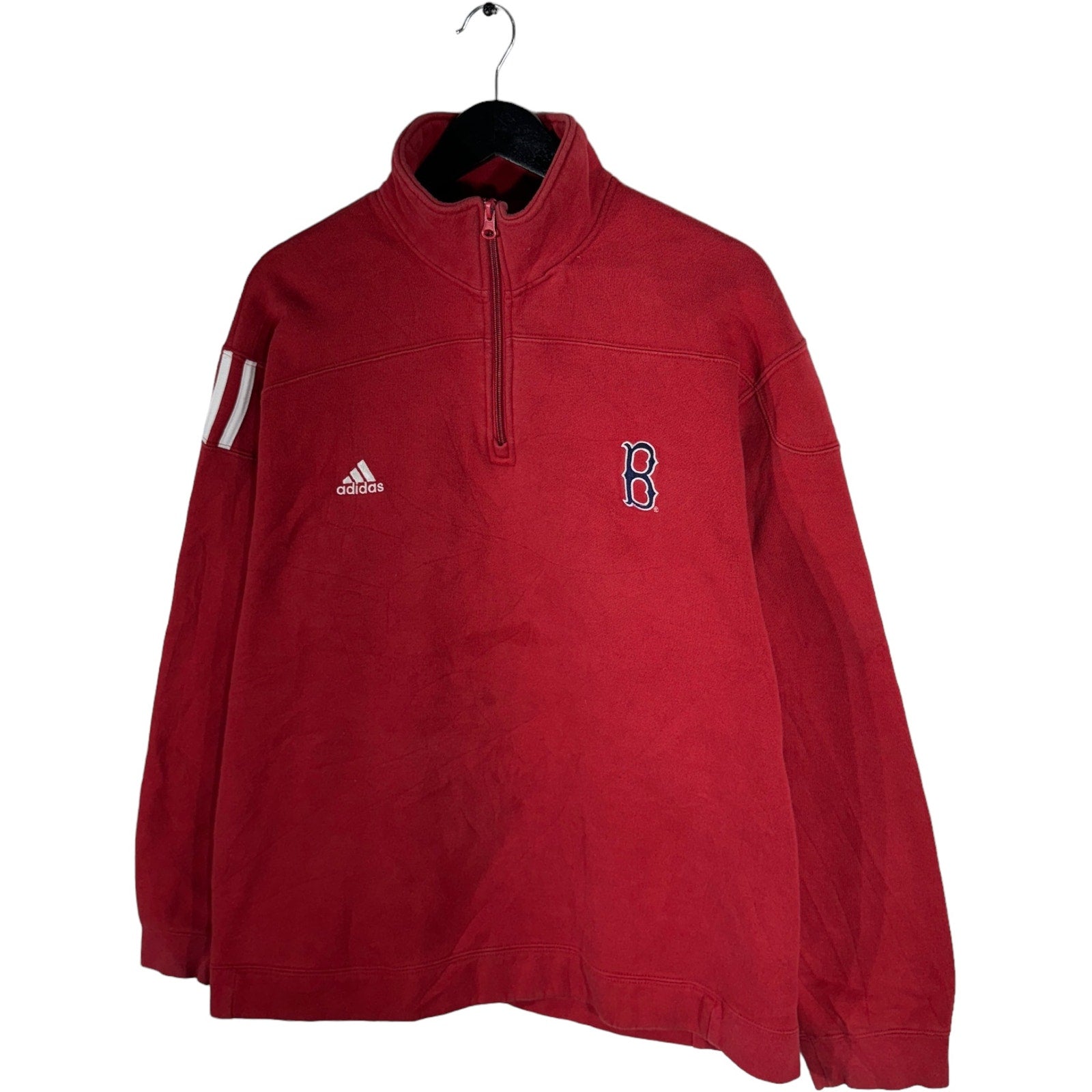 Collection of Adidas Boston Red Sox 1/4 Zip Pullover Fleece in a gallery layout