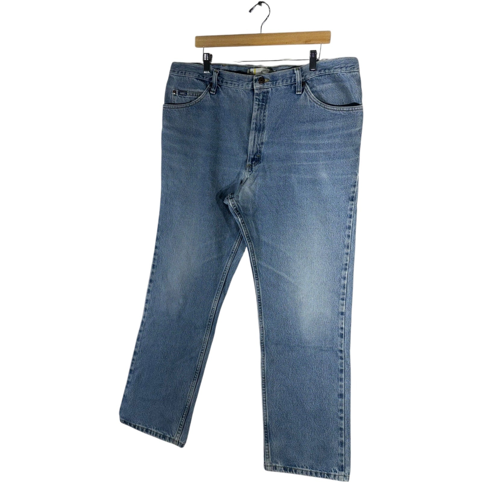 Collection of Lee Denim Straight Leg Jeans 40x30 in a gallery layout