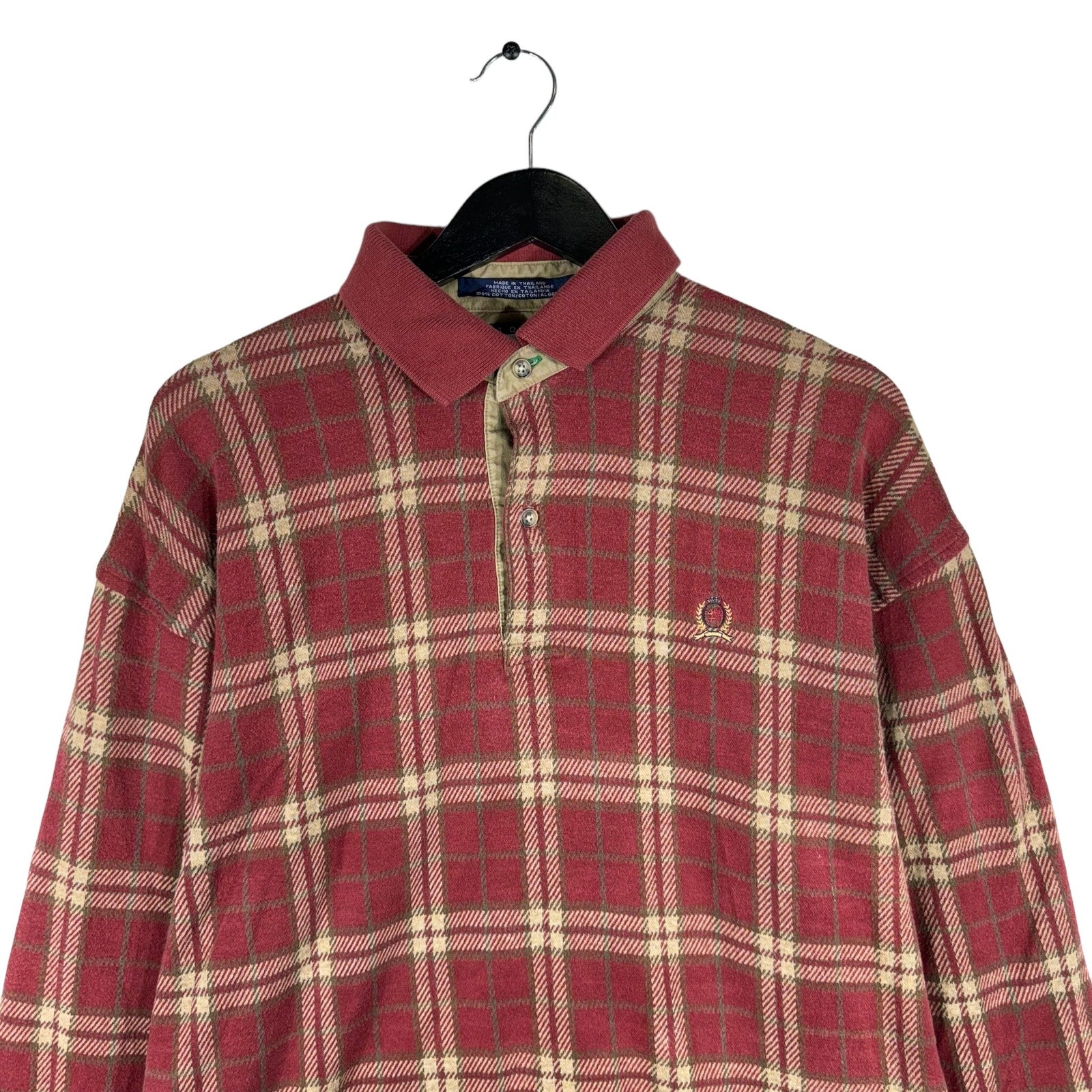 Collection of Tommy Hilfiger Quarter Button Plaid Sweatshirt in a gallery layout