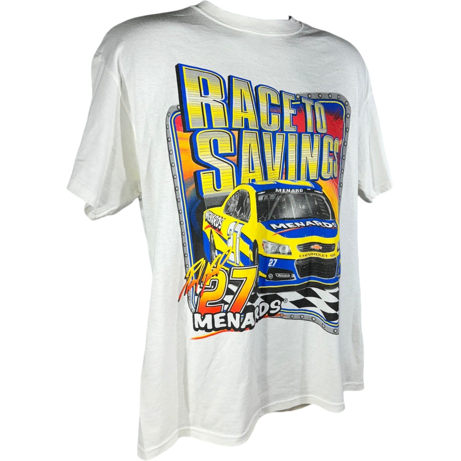 Collection of Race To Savings Paul Menards 27 Nascar Tee in a gallery layout