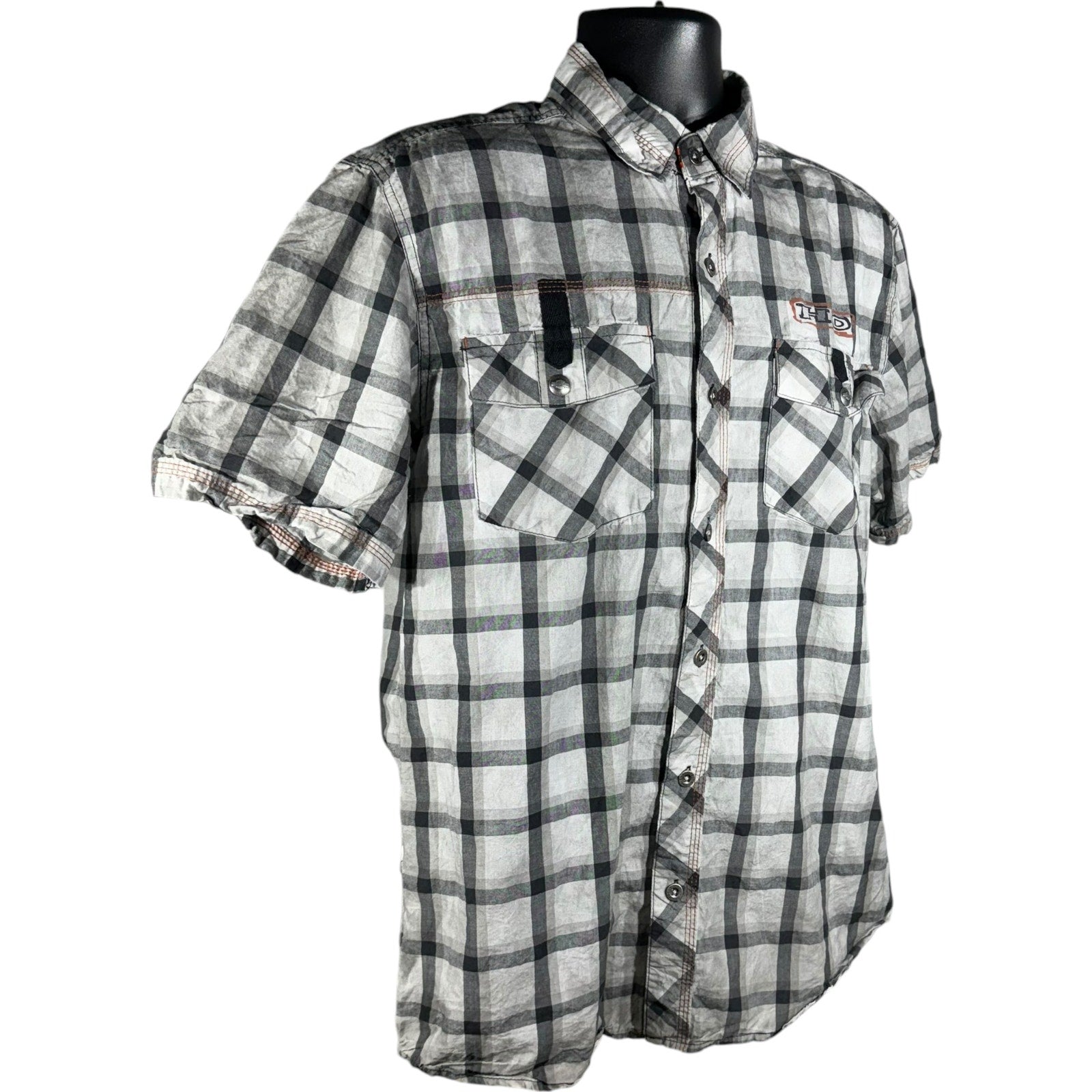 Collection of Harley Davidson Plaid Short Sleeve Button Up in a gallery layout