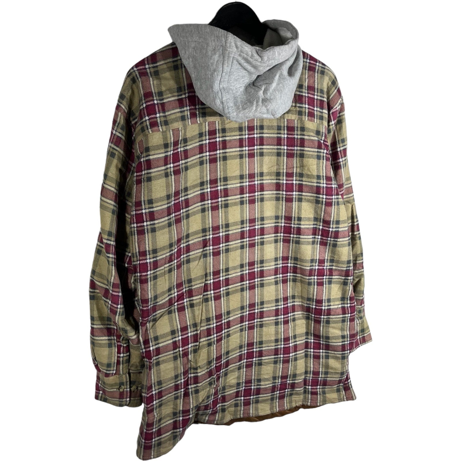 Collection of Ozark Trail Plaid Button Down Flannel Hoodie in a gallery layout