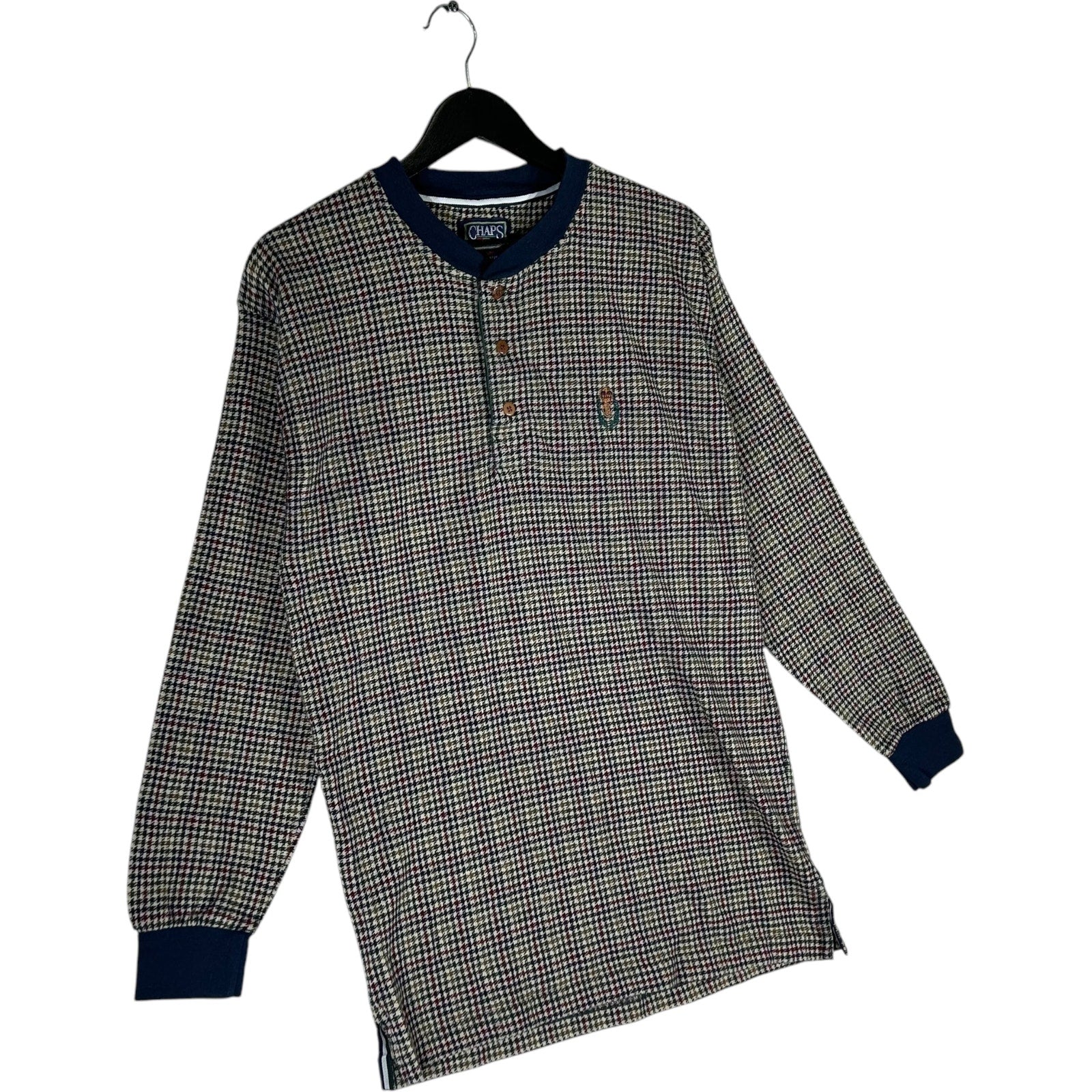 Collection of Chaps Ralph Lauren Plaid Henley Long Sleeve in a gallery layout