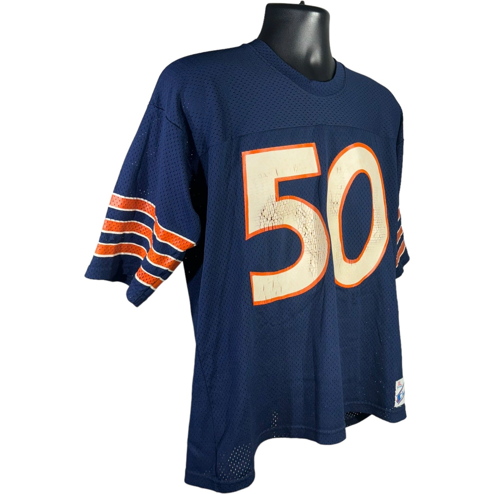 Collection of Vintage Champion NFL Chicago Bears Mike Singletary 50 Jersey in a gallery layout