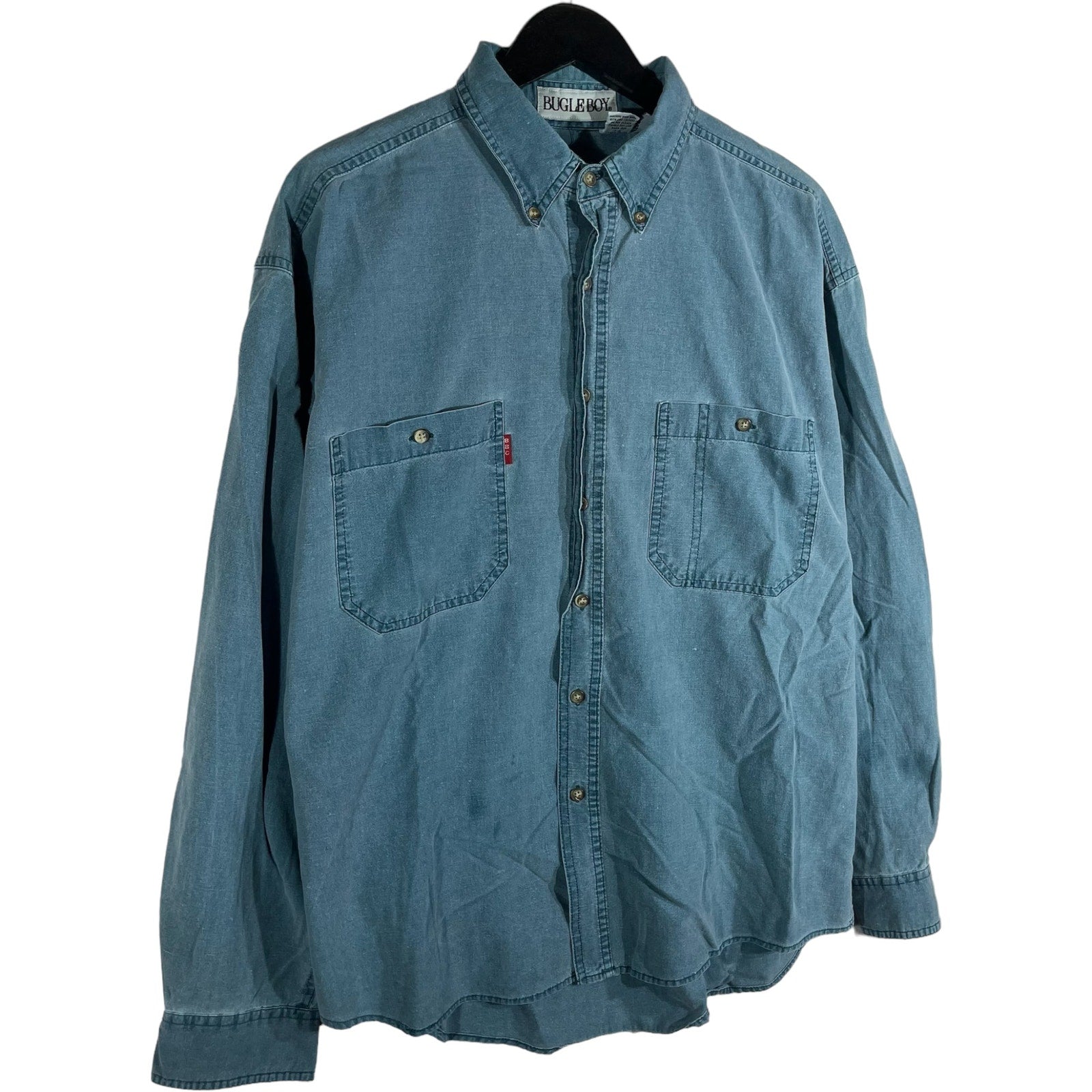 Collection of Bugle Boy Denim Long Sleeve Button Down in a gallery layout