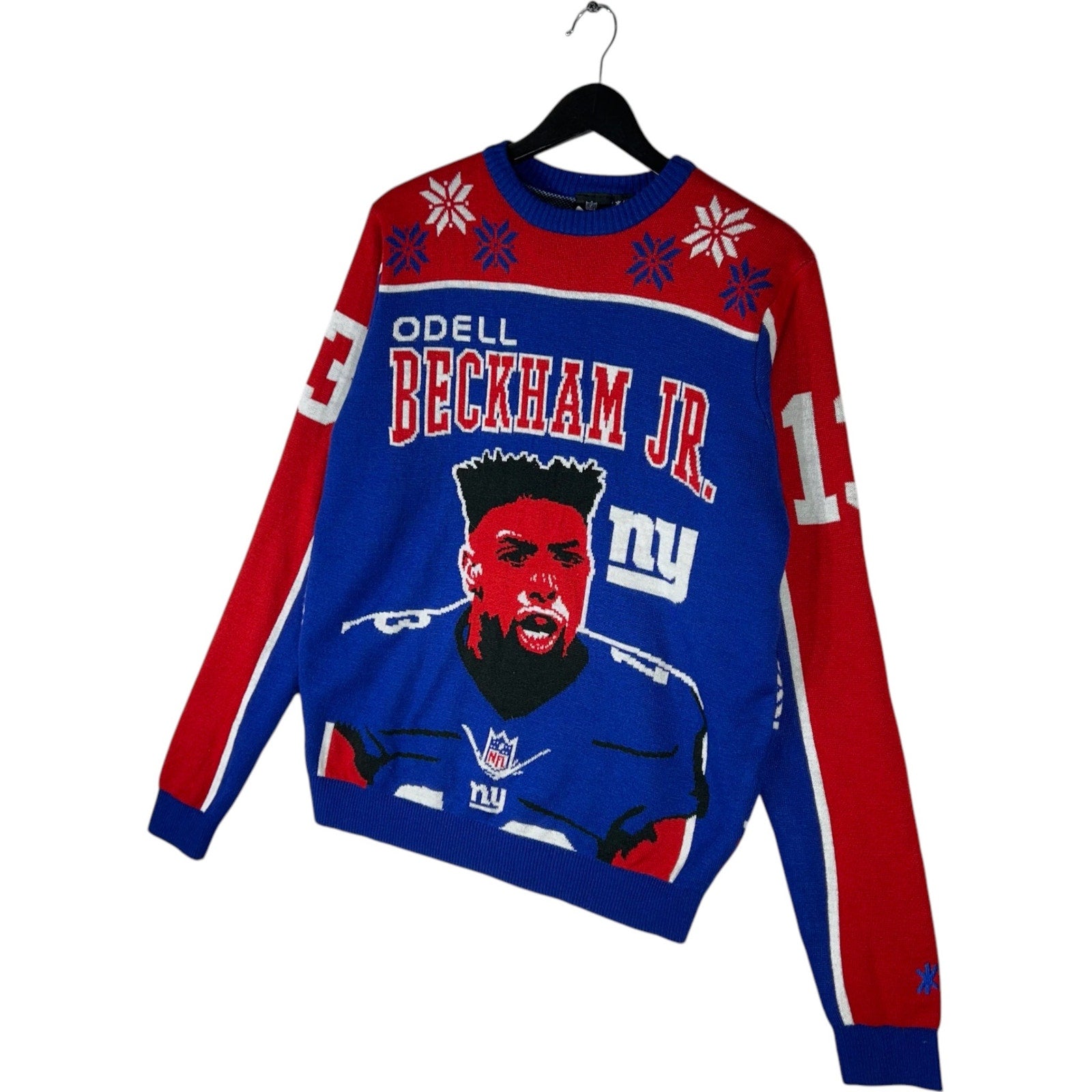 Collection of NFL New York Giants Odell Bechkam Jr. 13 Christmas Sweater in a gallery layout