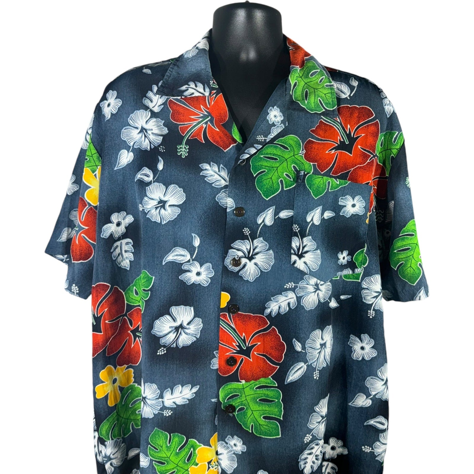 Collection of Hawaiian Hibiscus Flowers Short Sleeve Button Up in a gallery layout