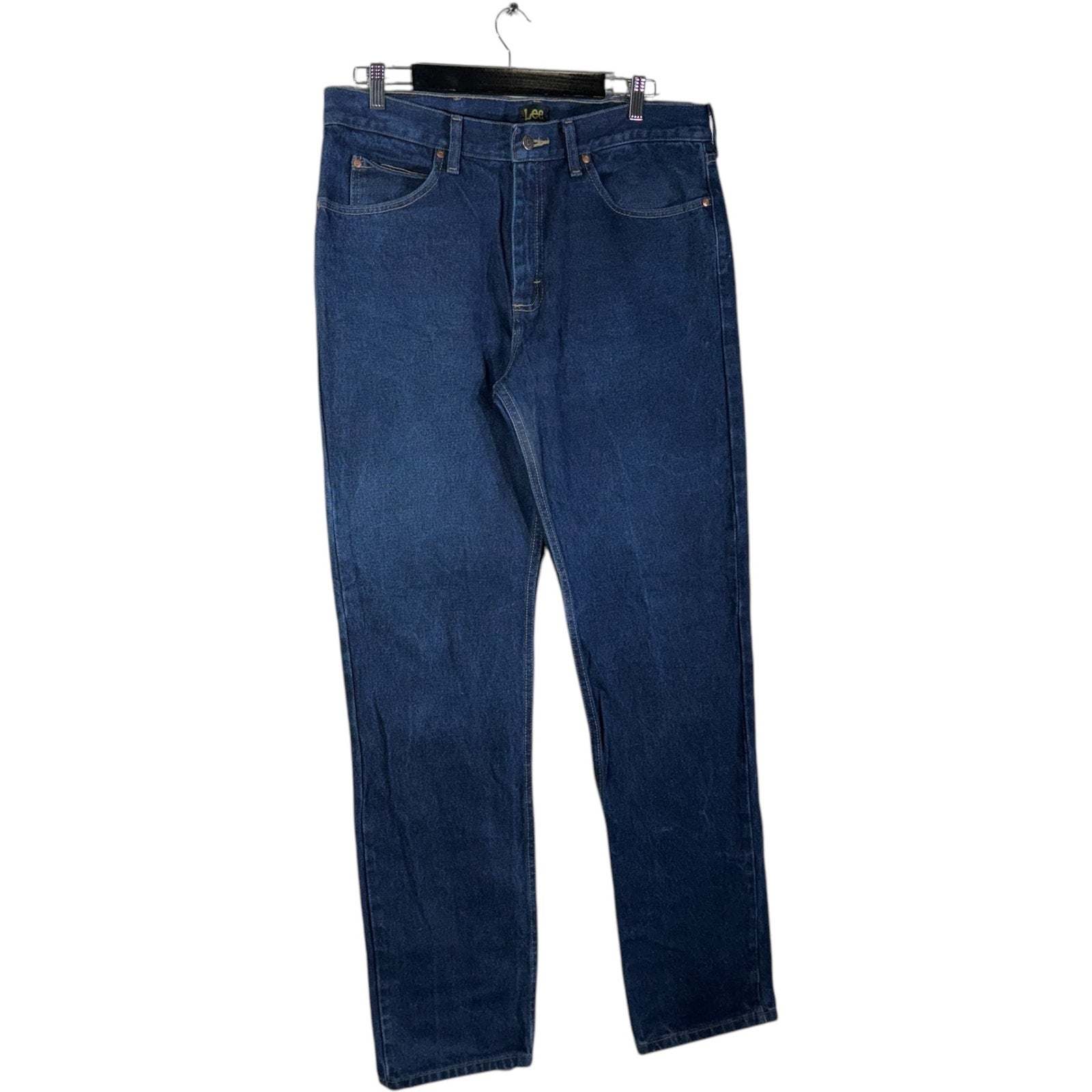 Collection of Lee Regular Fit Denim Straight Leg Jeans 38x35 in a gallery layout