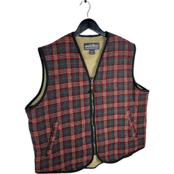 Collection of Woolrich Plaid Sherpa Lined Vest in a gallery layout