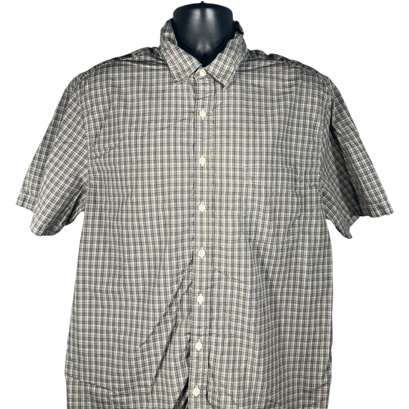 Collection of Gap Plaid Short Sleeve Button Up in a gallery layout